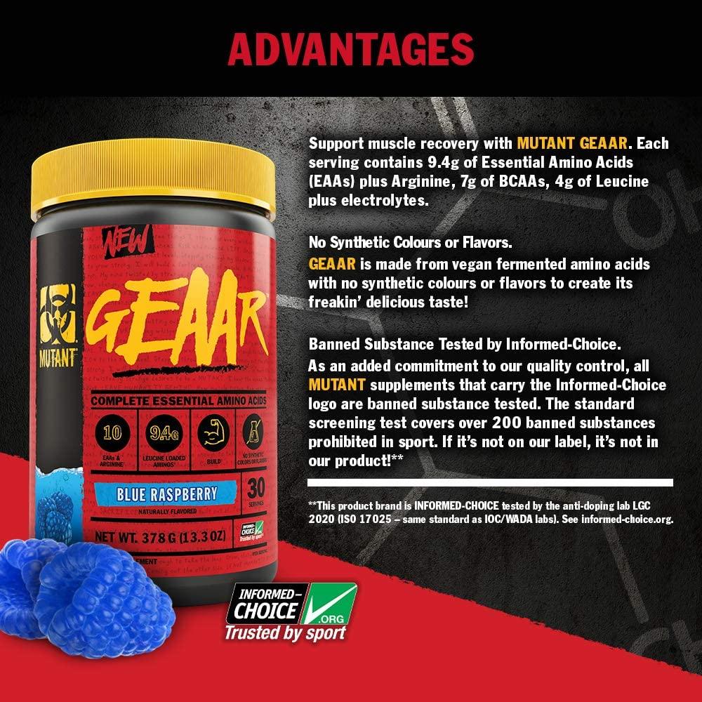MUTANT GEAAR 9.4g of EAA Powder + Arginine 7g BCAAs 4g Leucine