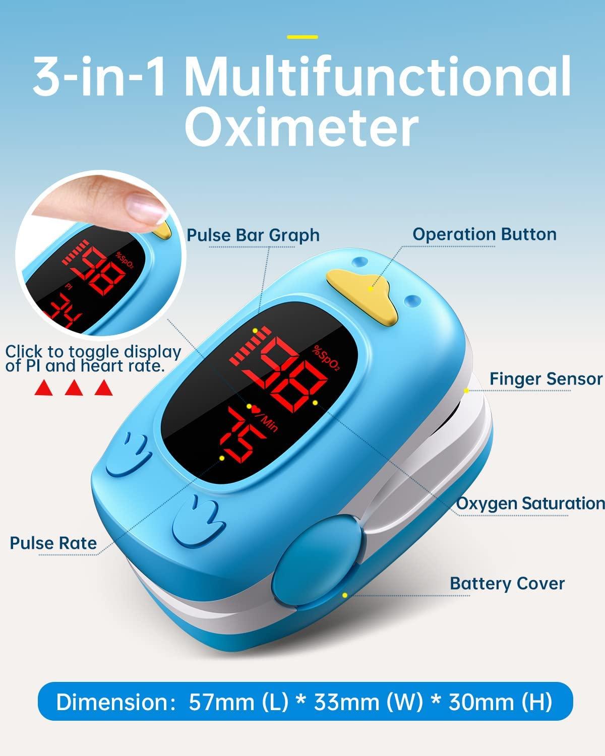 Pulse Oximeter for Kids2022 HOLFENRY infant Pulse Oximeter Fingertip Kids Blood Oxygen Meter