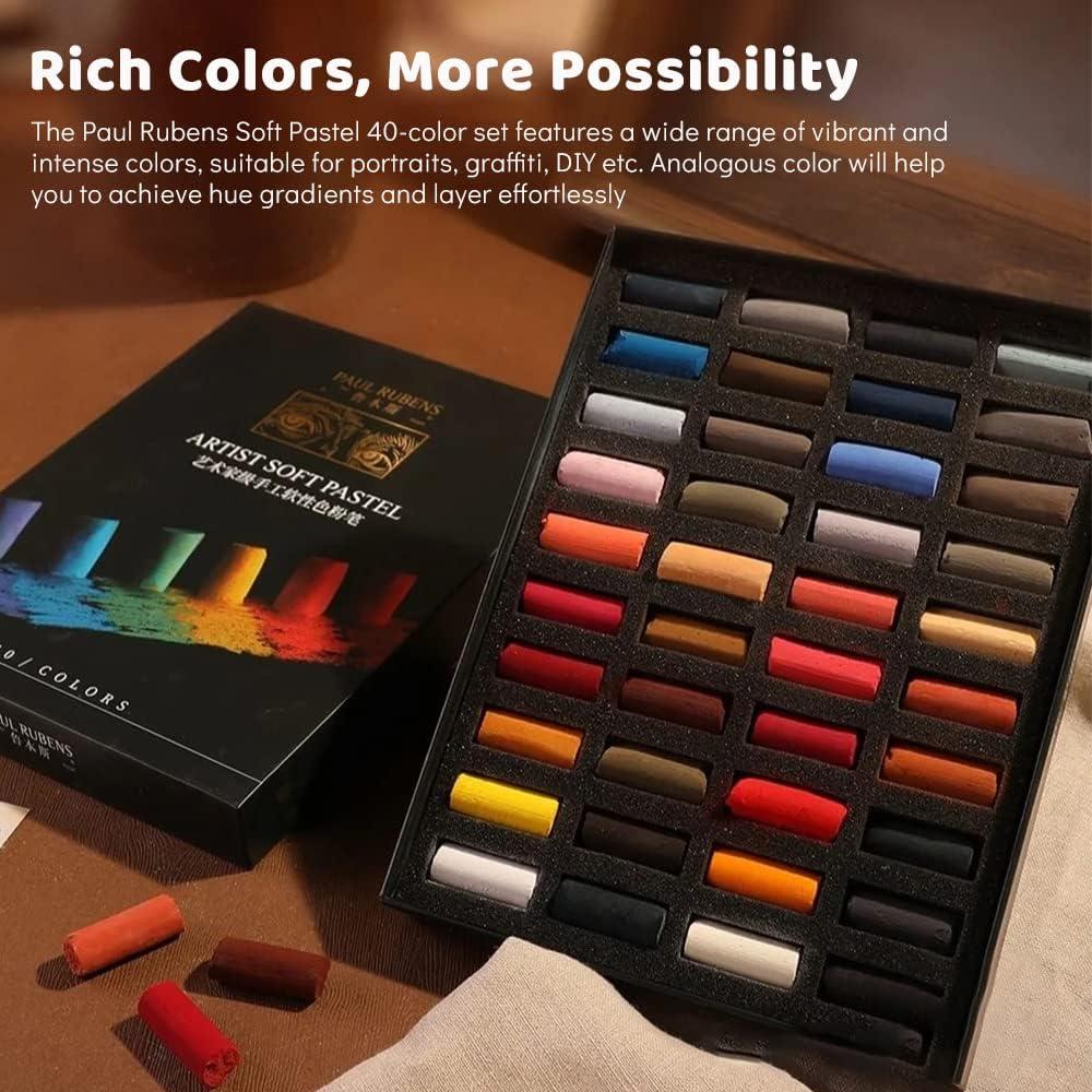 Paul Rubens Professional Soft Pastels 40 Portrait Colors Chalk Pastels  Vibrant Smooth and High Adhesion for Painting Drawing Blending Crafting  Ideal Art Supplies for Artists Beginners 40 Colors