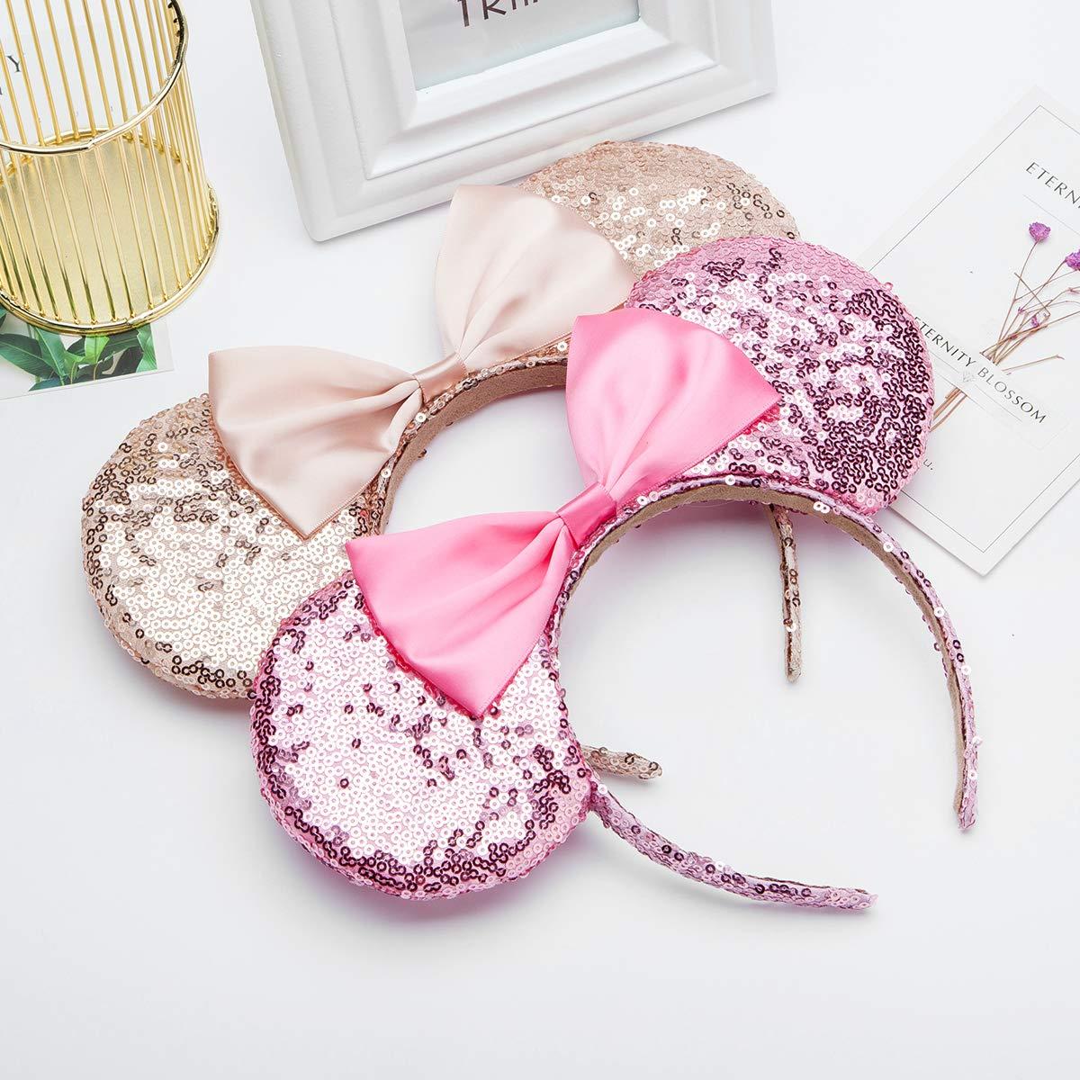 Sequin Mouse Ears Headband 2pcs Glitter Hairband for Baby Shower