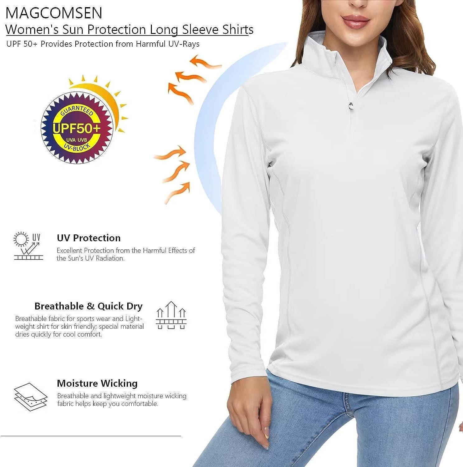 MAGCOMSEN Women s Shirts Long Sleeve 1 4 Zip UPF50 UV Sun
