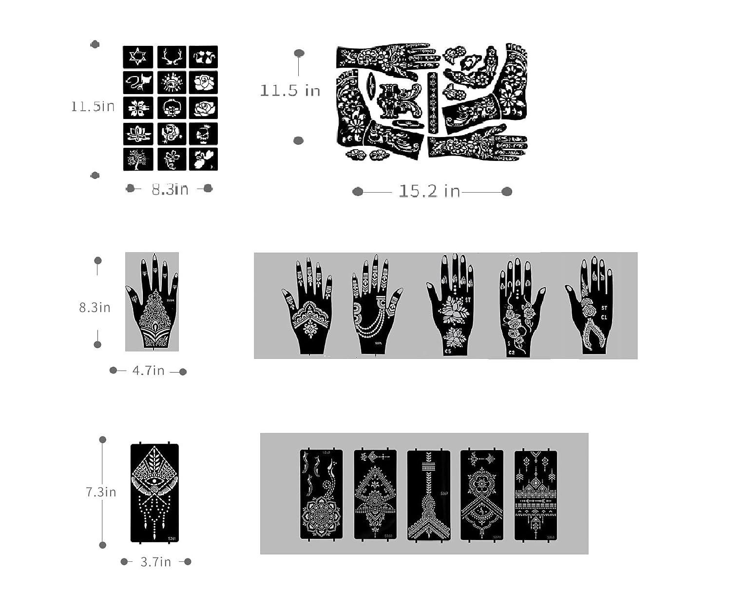 TinkTac 22 Sheets Henna/Mehndi Tattoo Stencils Henna Body Art Templates 22  sheets henna stencils