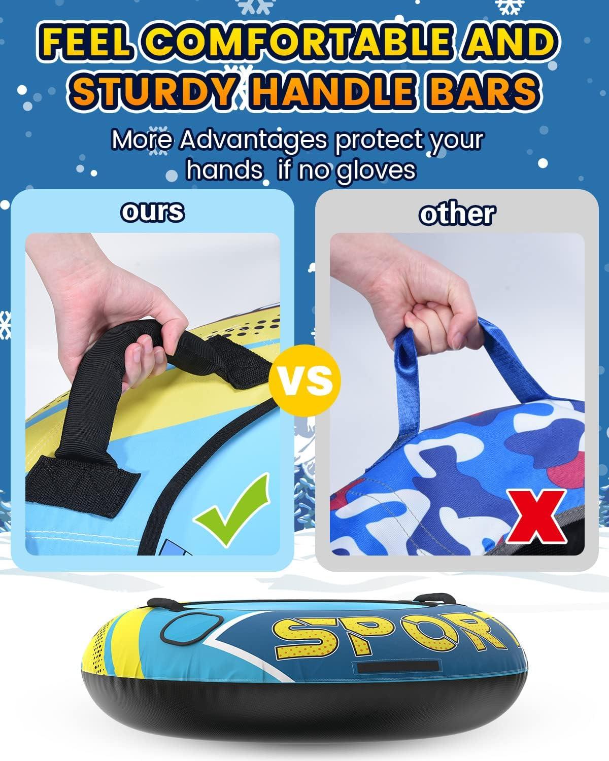 CALO 34 Heavy Duty Snow Tube Sled For Kids And Adults - Big Inflatable Snow Tube For Outdoor Sledding For Boys Girls Red And Blue - View #3