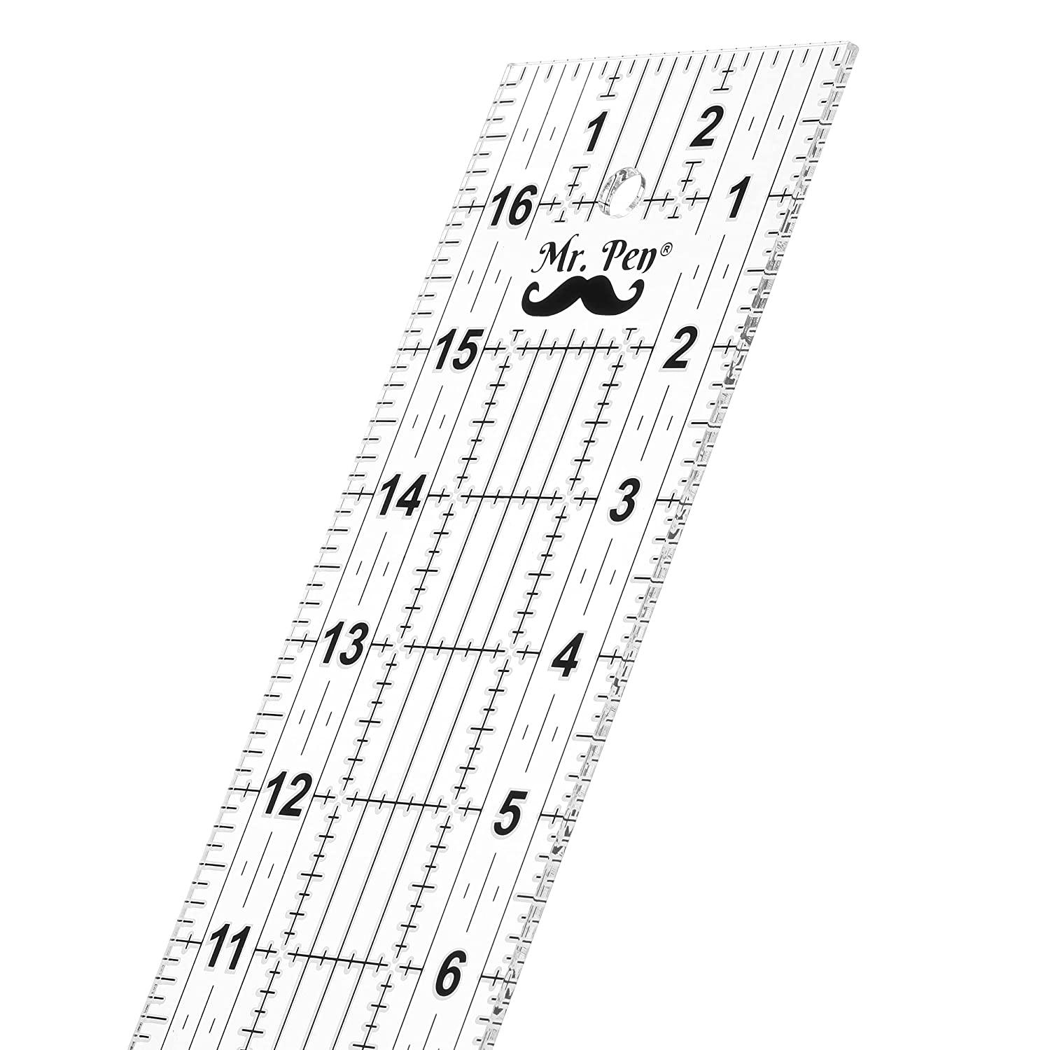 Mr. Pen- Sewing Ruler, 3 x17 Inch, Acrylic Ruler, Quilting Ruler, Cutting  Ruler, Acrylic Ruler for Cutting Fabric, Rulers for Quilting and Sewing,  Non Slip Quilt Rulers, Sewing Supplies