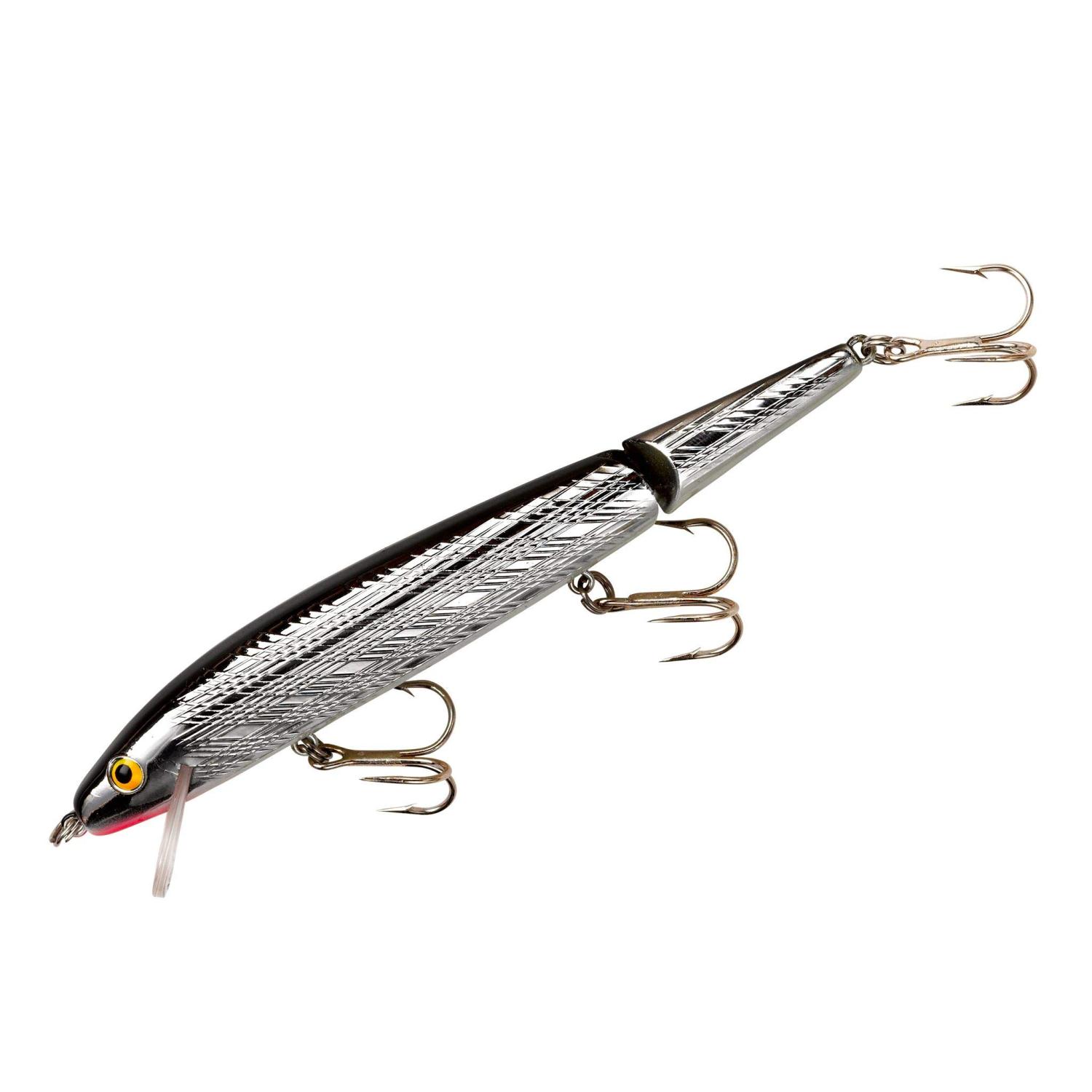 Rebel Lures Jointed Minnow Crankbait Fishing Lure 1 7/8 in, 3/32 oz Silver/ Black