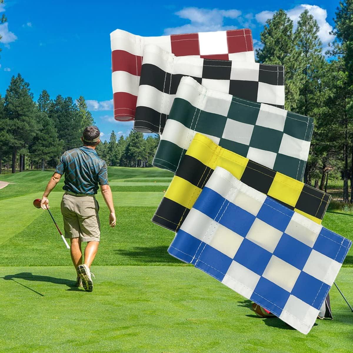 5 PCS Golf Flag Putting Green Flag Checkered Golf Flags with Tube