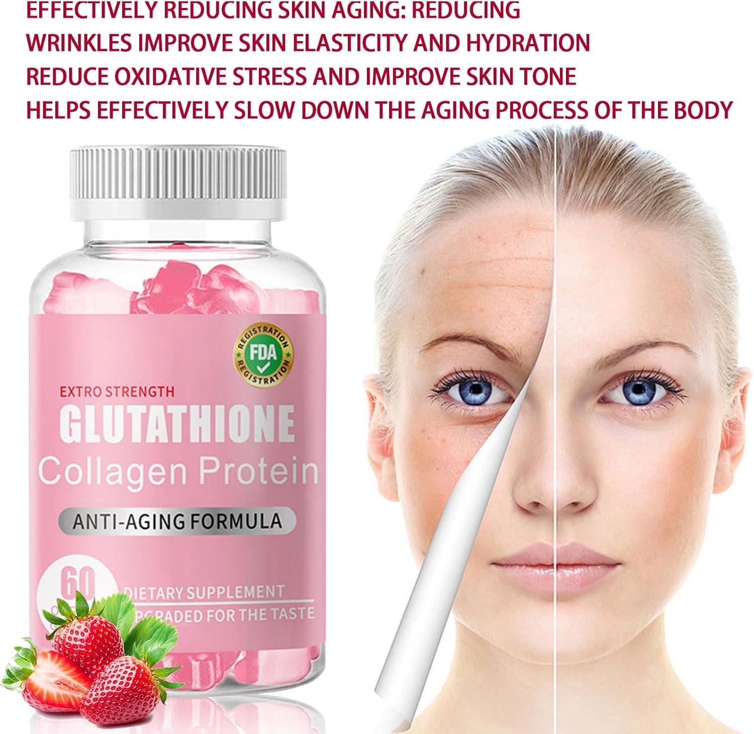 Glutathione Collagen Glow Gummies 60Pcs Beauty Collagen Gummies Skin Care  Anti-Aging Organic Glow Beauty Collagen for Women Dark Spot | Buy Now with  Express International Delivery | GoSupps.com