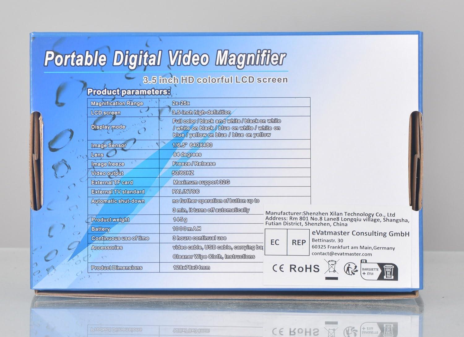 3.5 Portable Digital Magnifier Low Vision Reading Aid, 2.25X