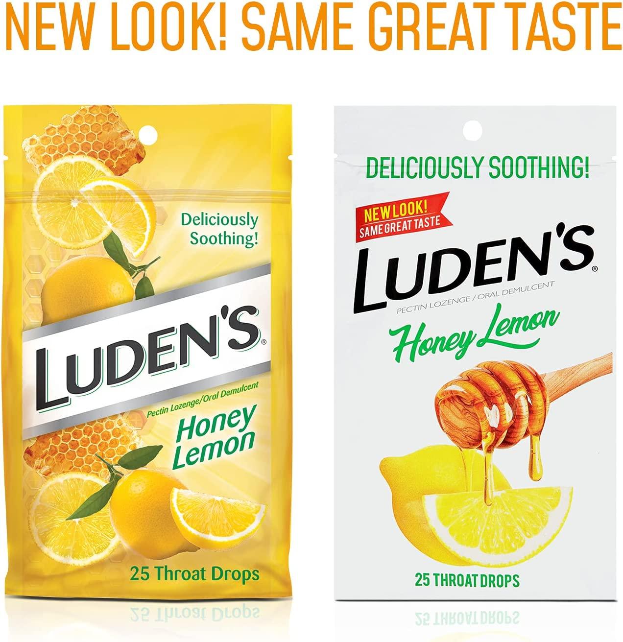 Ludens Deliciously Soothing Throat Drops, Honey Lemon Flavor, 25 Count, 6 Pack 25 Count (Pack of