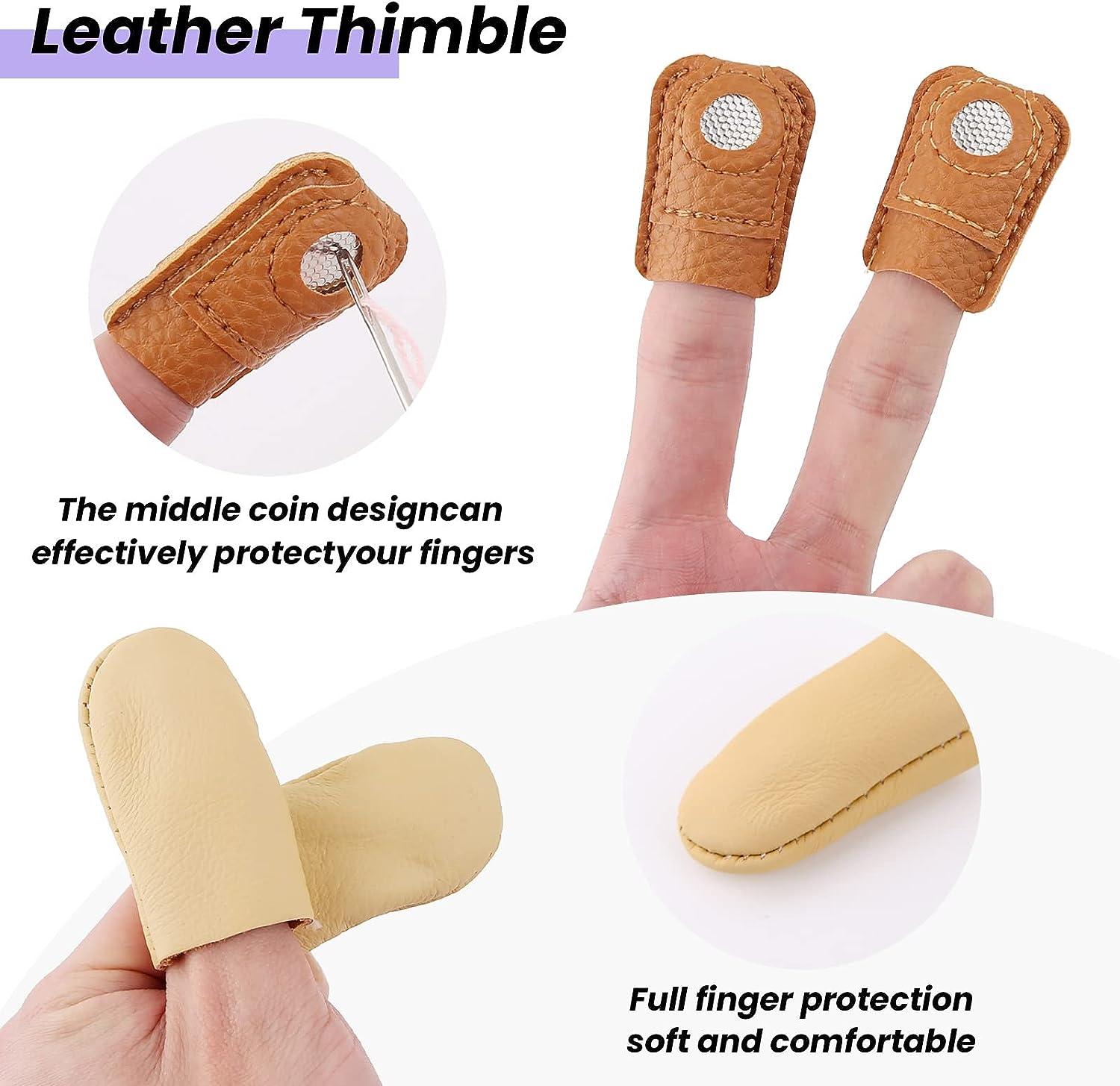 4 Sets Rubber Thimble Knitting Leather Finger Cots Accessories Sewing  Supplies 