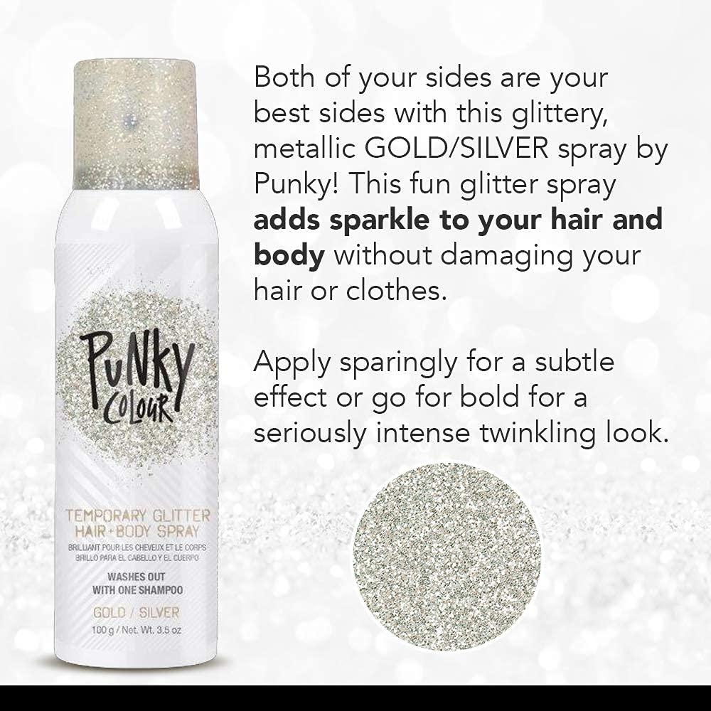 Jerome Russell Punky Temporary Hair and Body Glitter Color Spray, Travel Spray, Lightweight