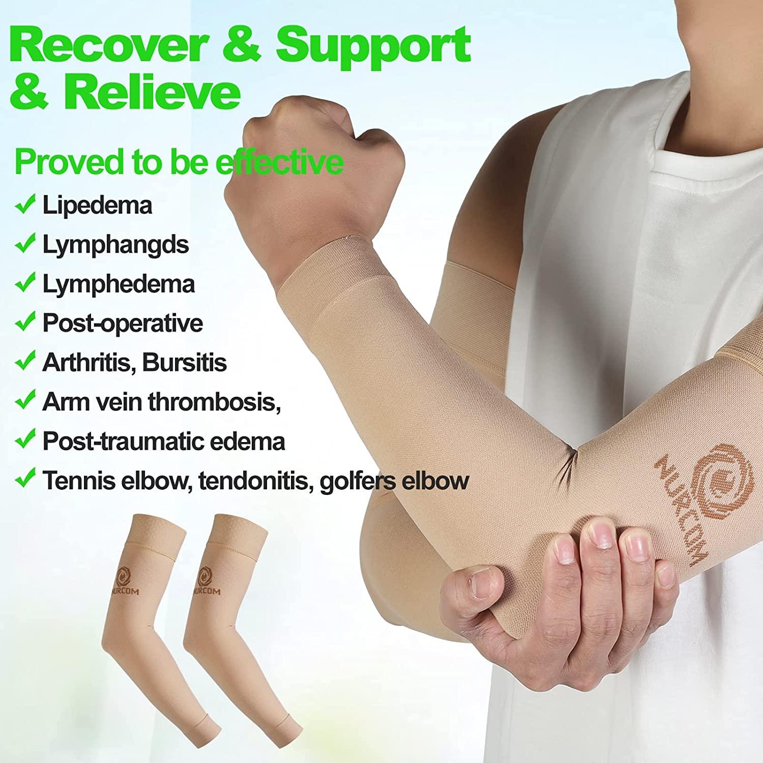 Medical Compression Arm Sleeve 2 Pack 2030mmHg Full Arm