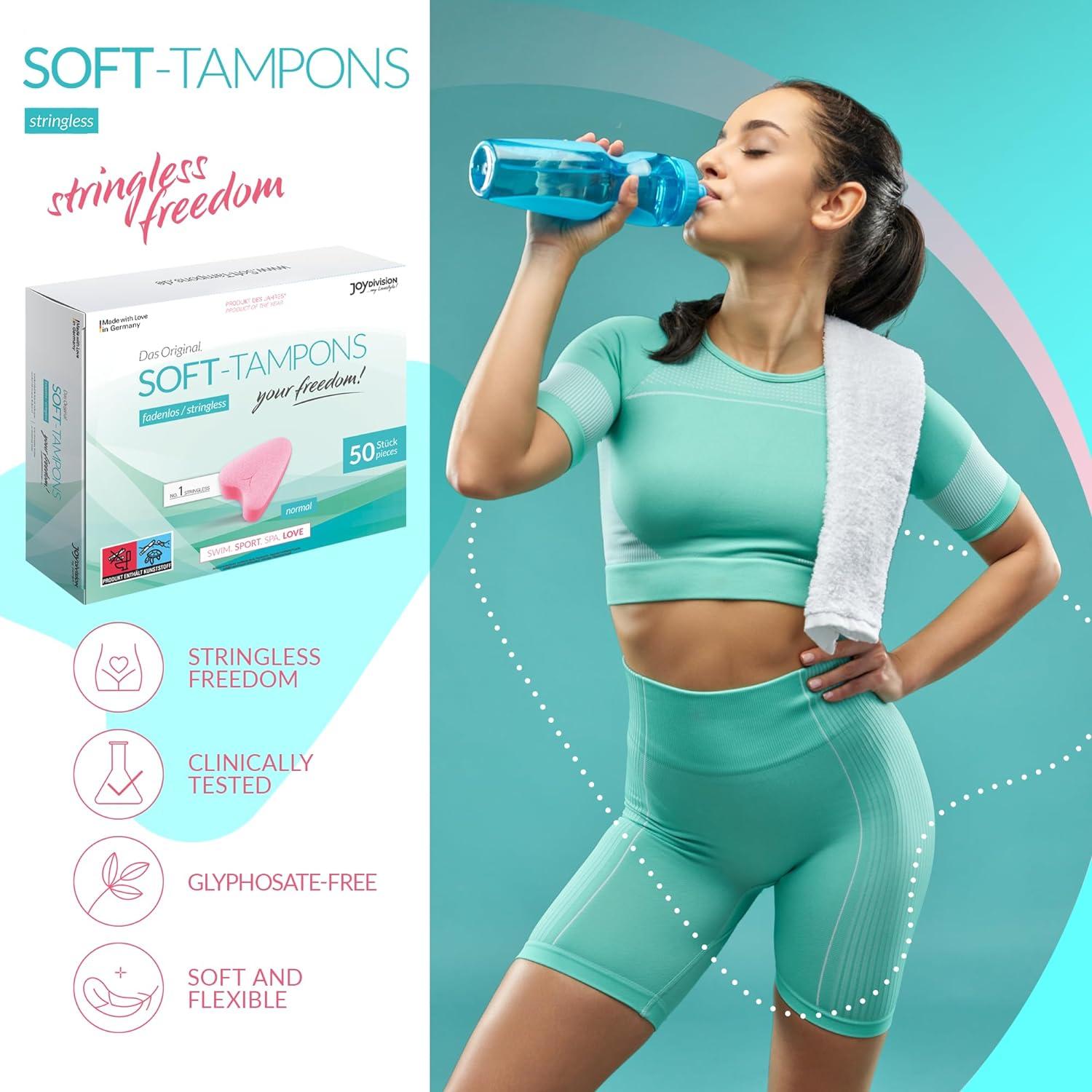 JOYDIVISION Soft-Tampons Normal I 50 Pieces I Wireless Tampons for Sports,  Swimming and Spa I Menstrual Sponges Ultra Soft I Easy to Insert and Take