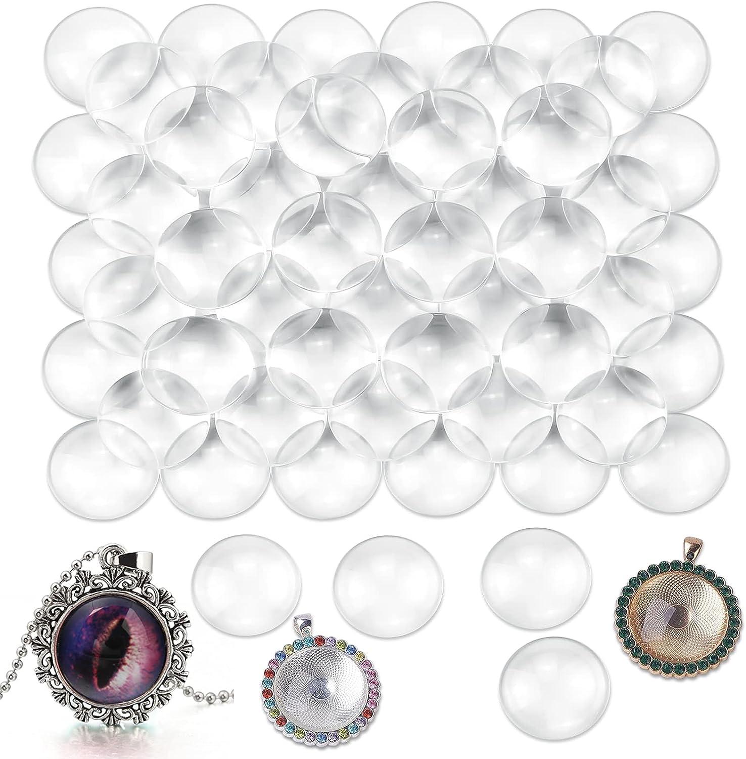 Acmer 100 Pieces Transparent Glass cabochons Clear Glass Dome cabochon  Non-calibrated Round 1 inch/25mm