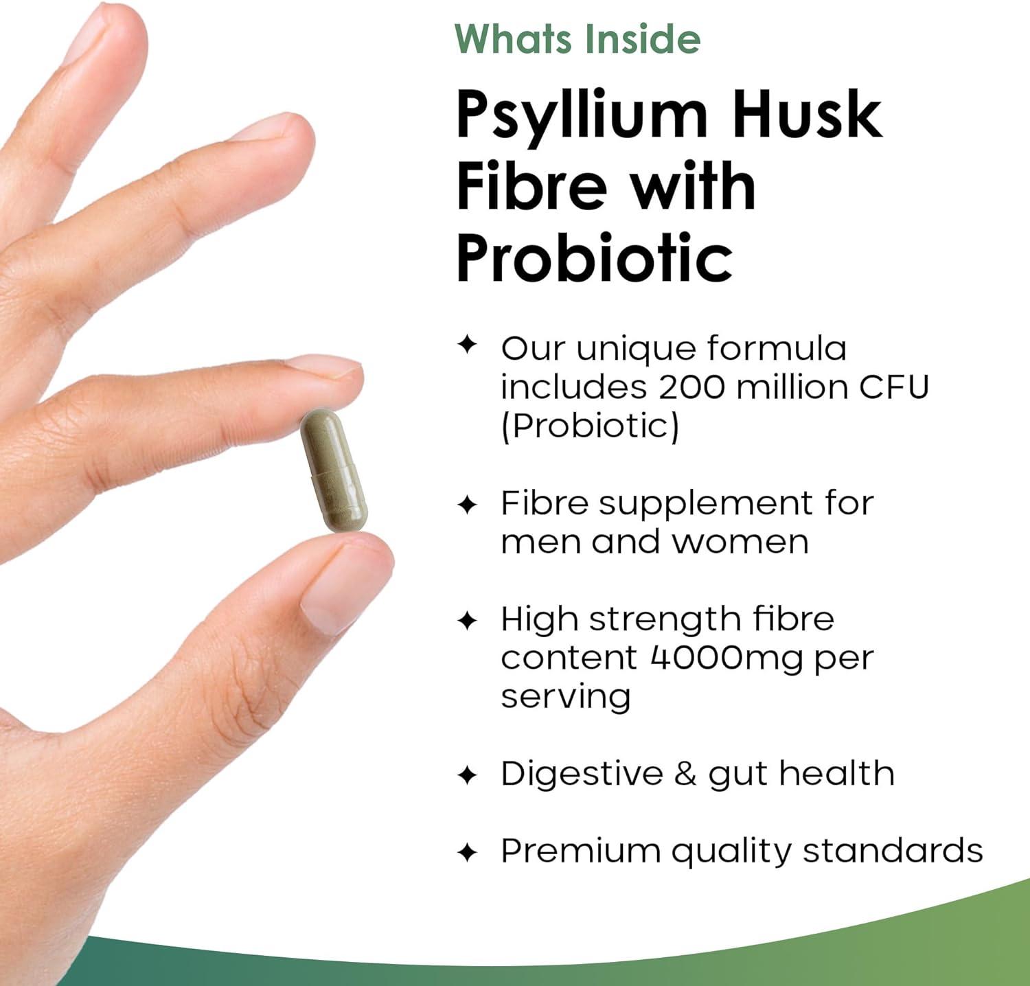 Fibre Supplement 4000mg Psyllium Husk With Probiotic Acidophilus High