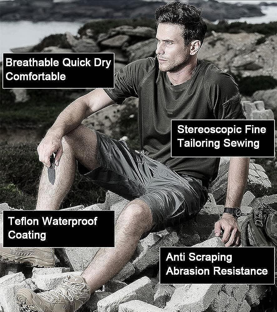 YAXHWIV Mens Tactical Shorts 11 Waterproof Cargo Shorts for Men Hiking  Fishing Breathable Quick Dry Regular(NO Belt) Black Large
