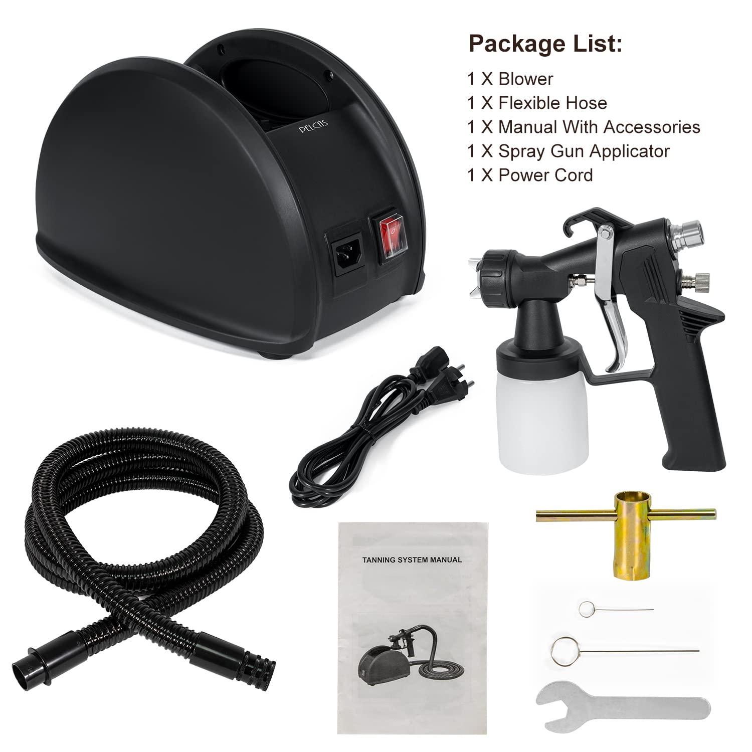 PELCAS Professional Sunless Black Tanning Gun Mobile HVLP Spray Tan Machine Kit Upgraded