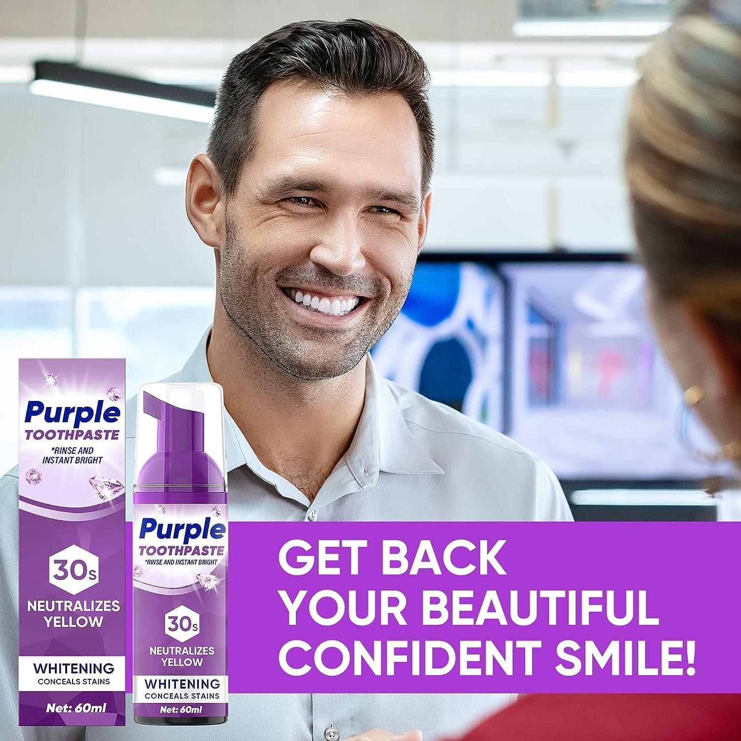 Purple Toothpaste for Teeth Whitening Tooth Stain Removal Purple