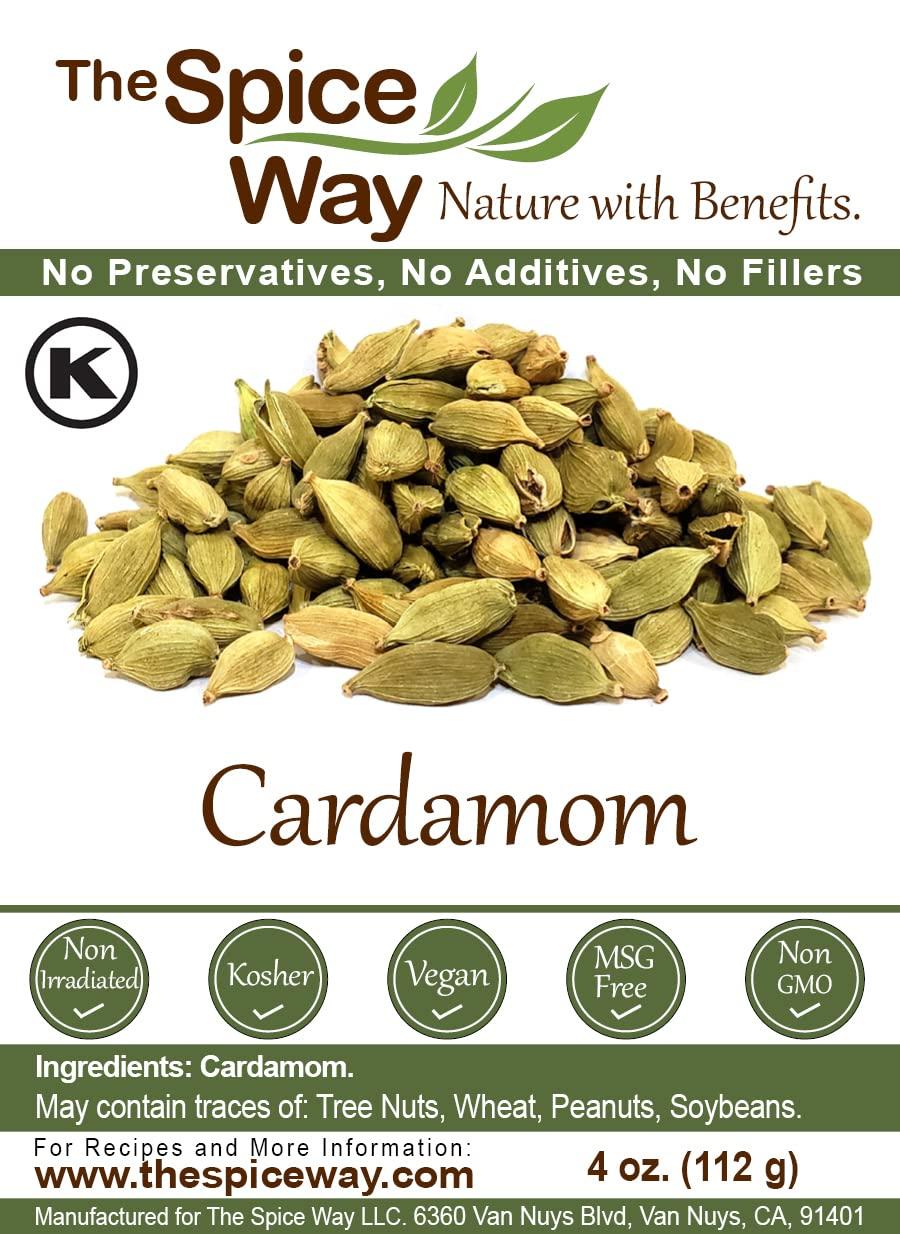 The Spice Way Cardamom Pods ( 4 oz ) Whole Green Cardamom Pod kosher by OK