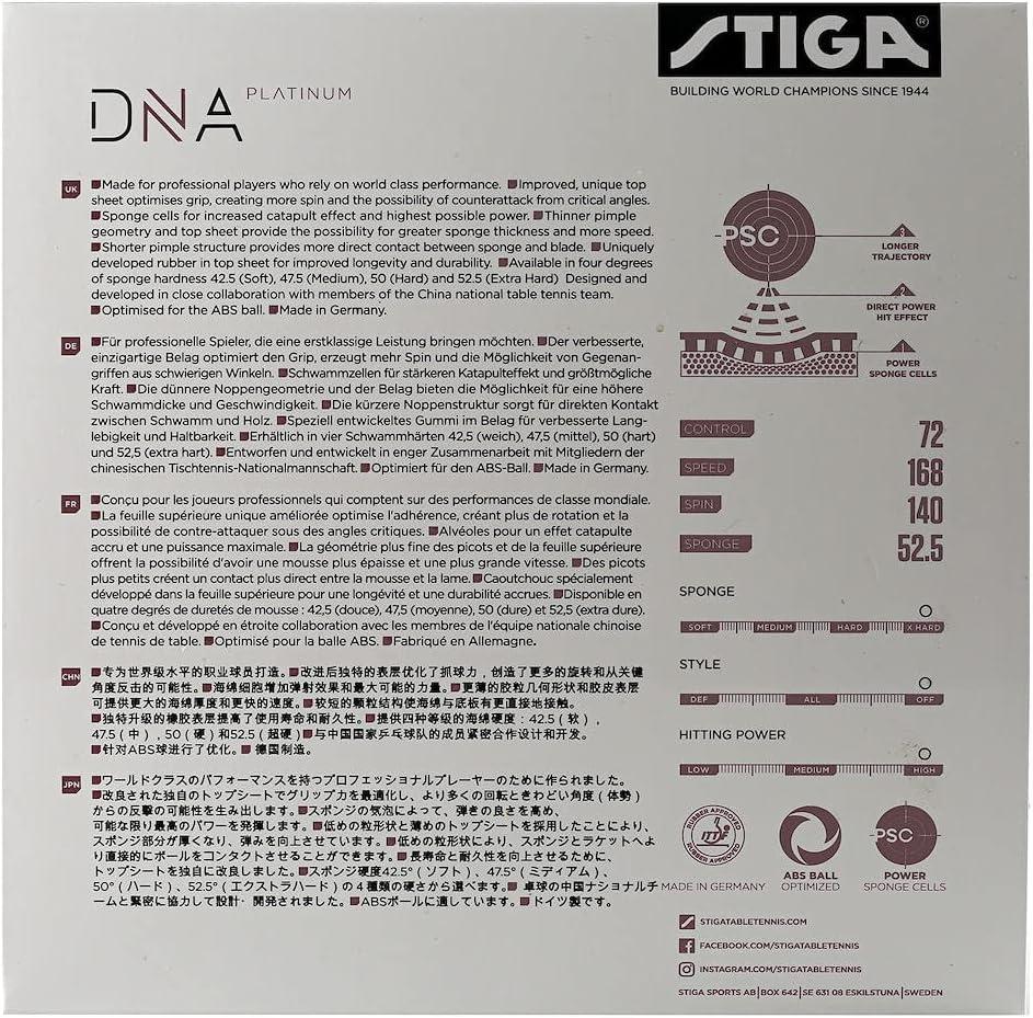 STIGA DNA Platinum S Table Tennis Rubber - Soft Sponge For Control & Spin - Made In Germany