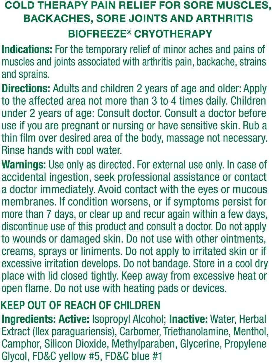 Biofreeze RollOn PainRelieving Gel 3 FL OZ Topical Relief for