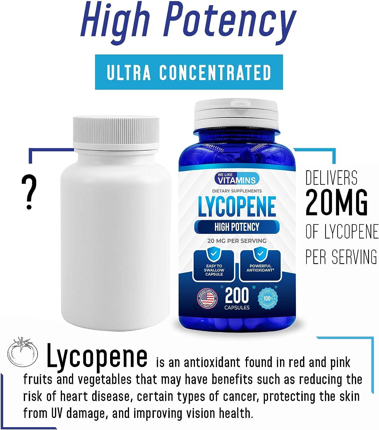 Lycopene 20mg 200 Capsules Super Antioxidant for Immune and