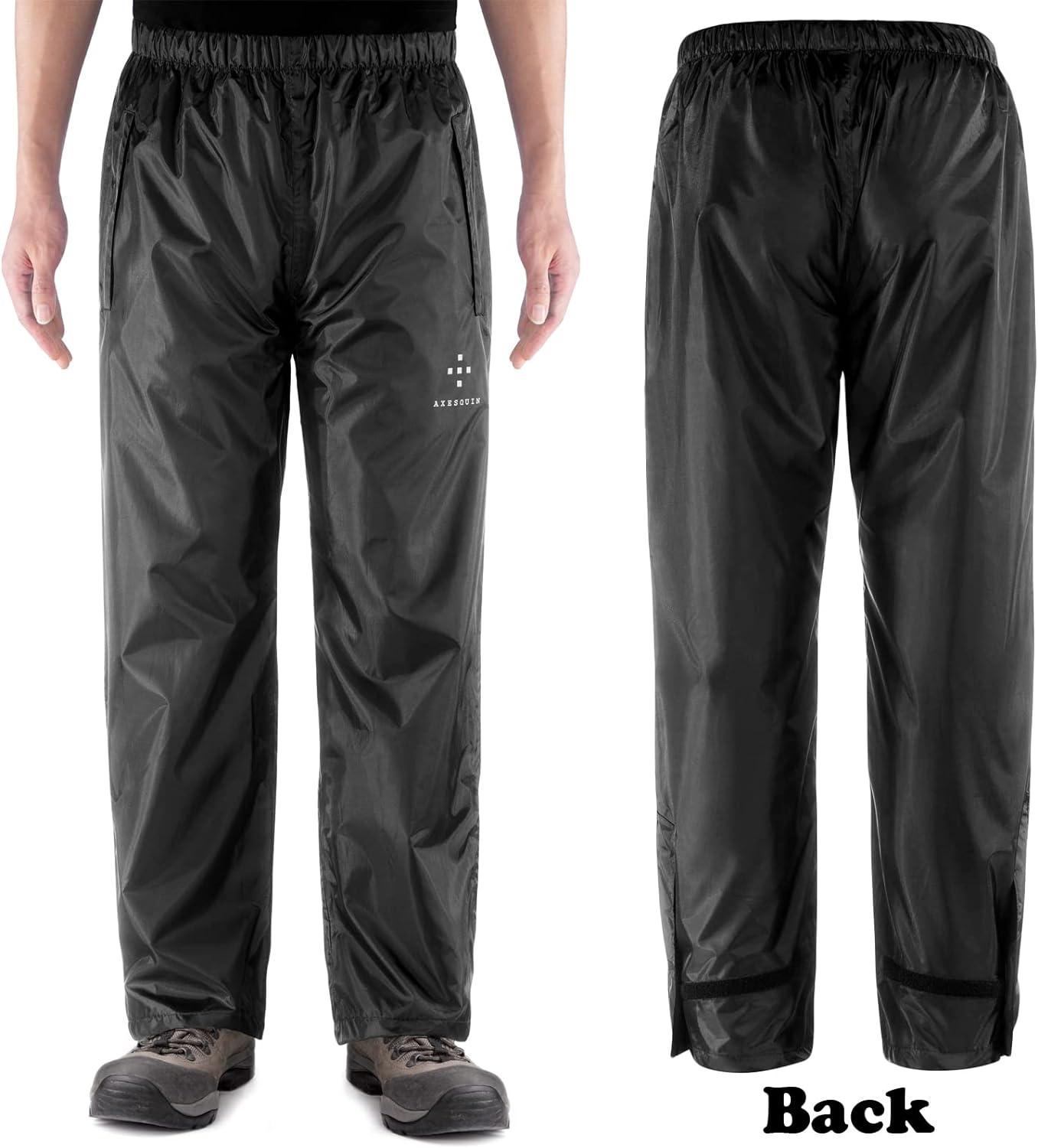 Kaloaede Men's Rain Pants Water Proof Warm Windproof Outdoor Pants for  Hiking Fishing Black XXL 