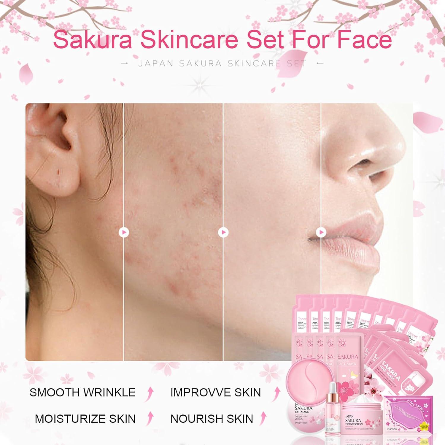 uneven skincare set  3セット Skincare Set for Teenage Girls - Japan Sakura 24PCS