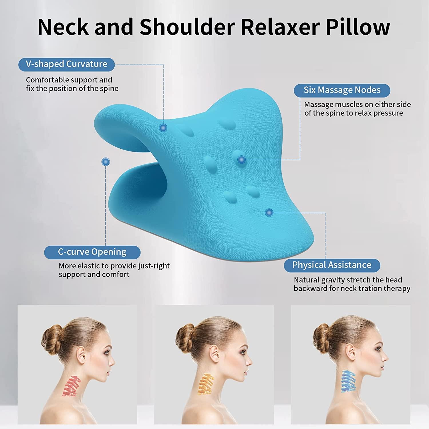 HKML Neck and Shoulder Relaxer for TMJ Pain Relief and Cervical Traction Device for Spine Alignment, Neck Stretcher Chiropractic Pillow for Neck