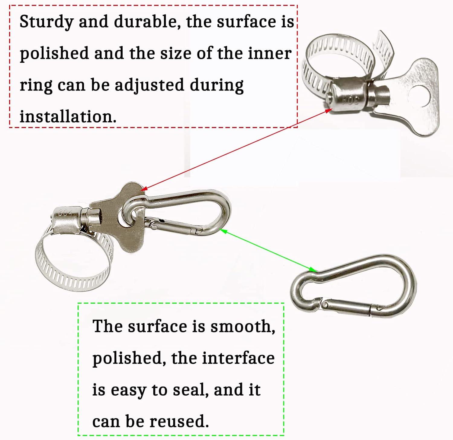 Boats Flag Pole Kits Stainless Steel Boat Flag Pole Clips with Carabiner Clamp For Flag Poles 0.