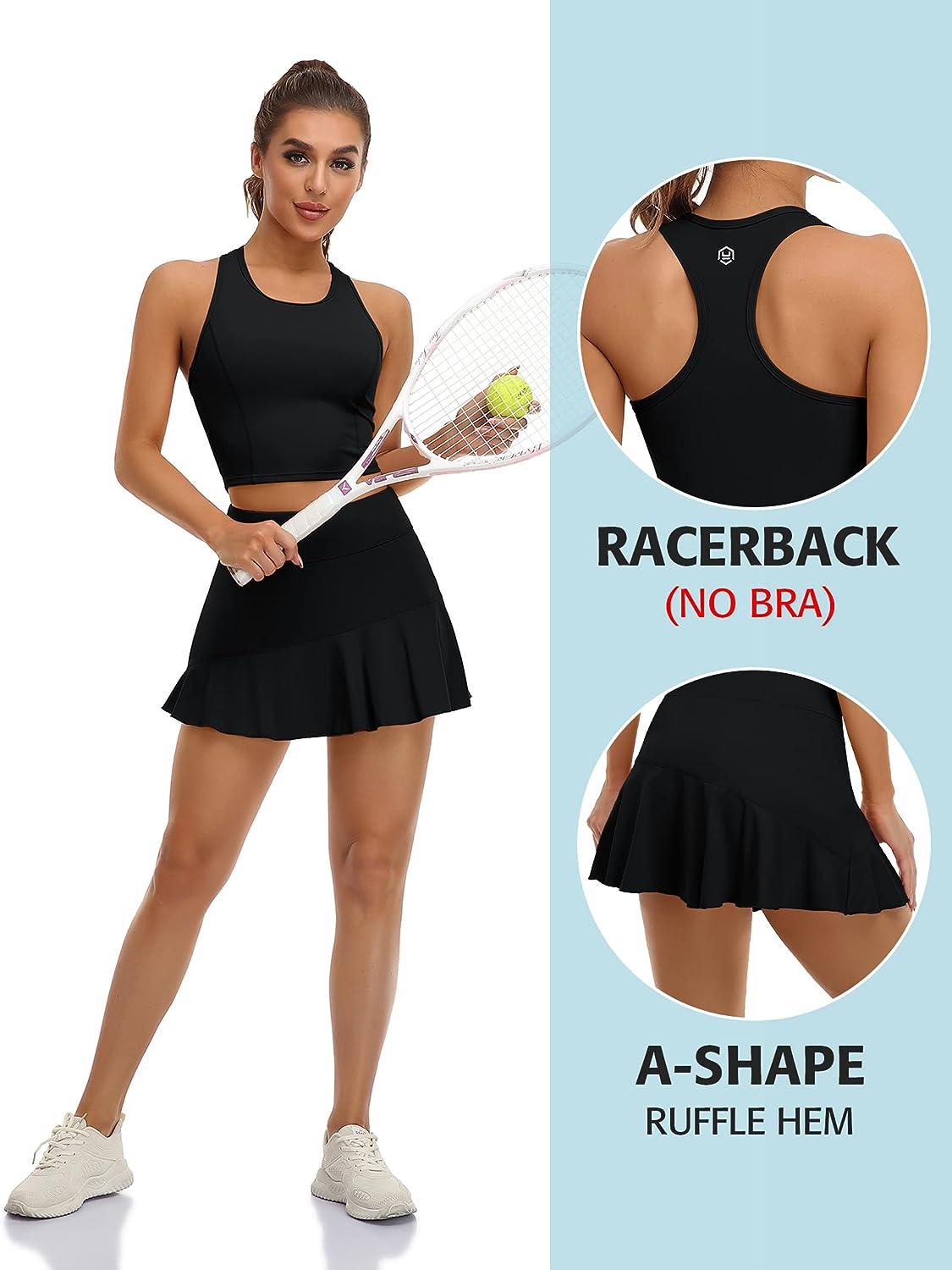ATTRACO Women's 2-Piece Tennis Dress with Shorts and Pockets - Black, Medium