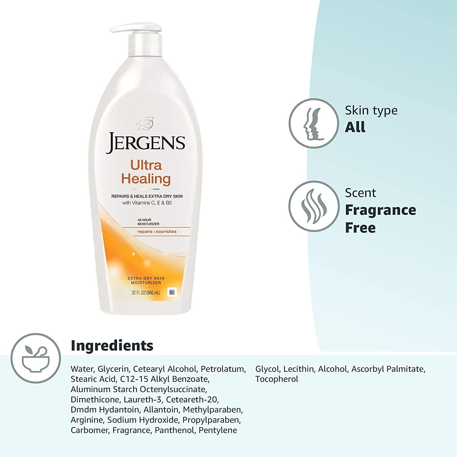 Uforglemmelig morfin Optimistisk Jergens Ultra Healing Dry Skin Moisturizer, Body and Hand Lotion for Dry  Skin, for Quick Absorption into Extra Dry Skin, with HYDRALUCENCE blend,  Vitamins C, E, and B5, 32 Ounce 32 Fl