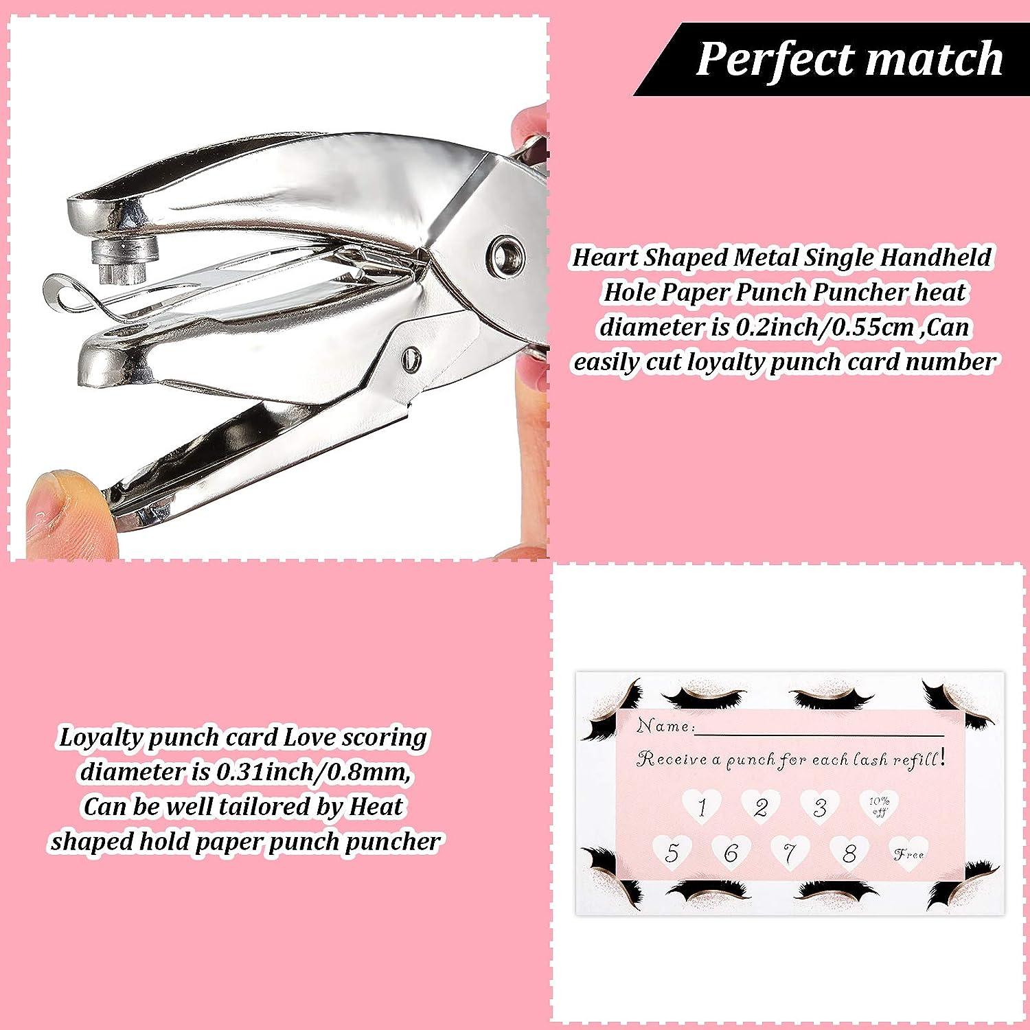 150 Pieces Heart Shaped Lash Extension Refill Filler Loyalty Punch Cards  with Metal Single Handheld Hole Paper Punch Puncher for Eyelash Extensions  Business Beauty Salons DIY Craft Decoration