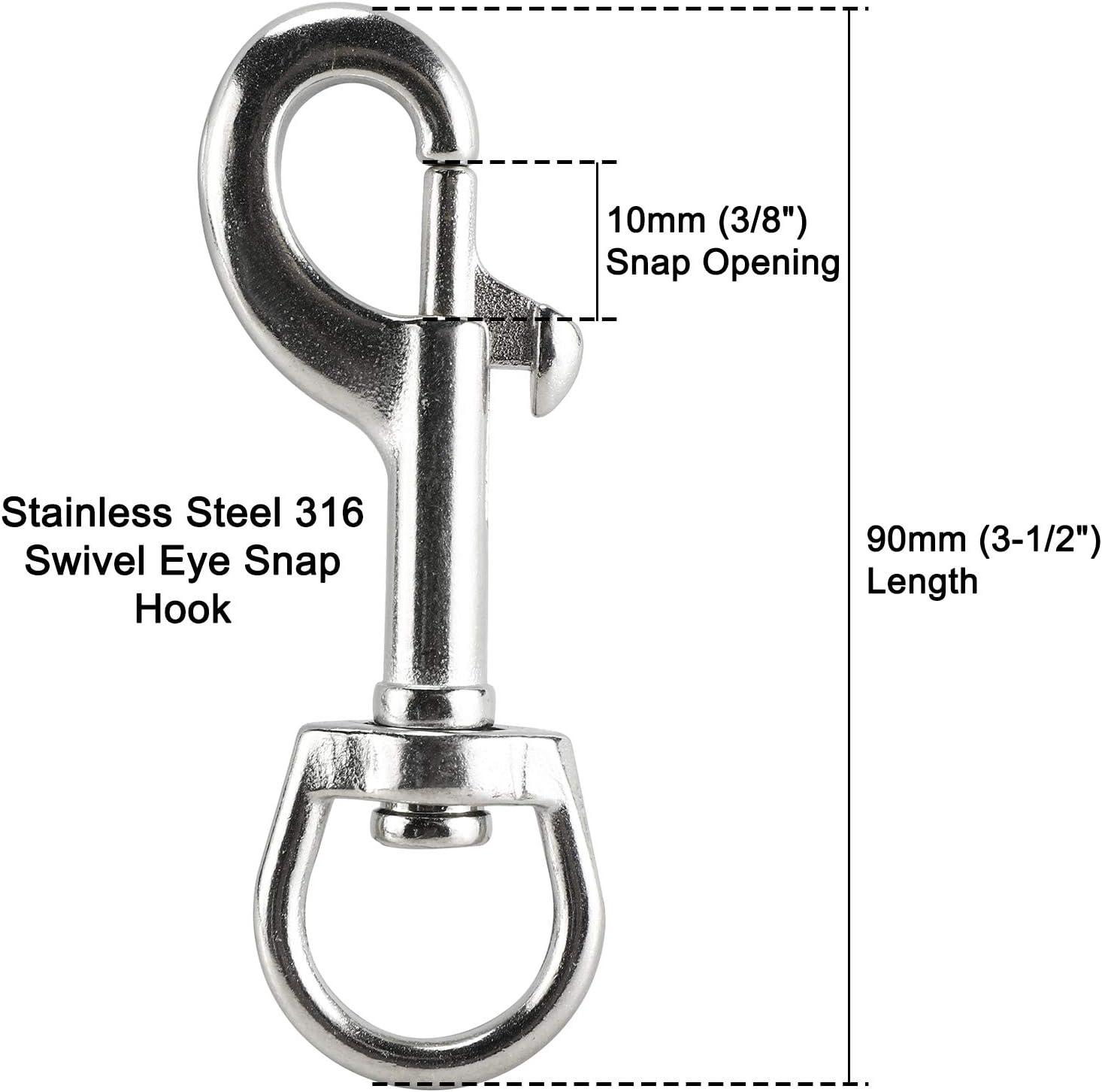 Yaegoo 4 Pack 316 Stainless Steel Swivel Eye Bolt Trigger Snap Hooks  3-1/2'' Marine Grade Single Ended Flagpole Snap Clips for Scuba Diving/Pet  Leash/Keychain/Tarp Covers
