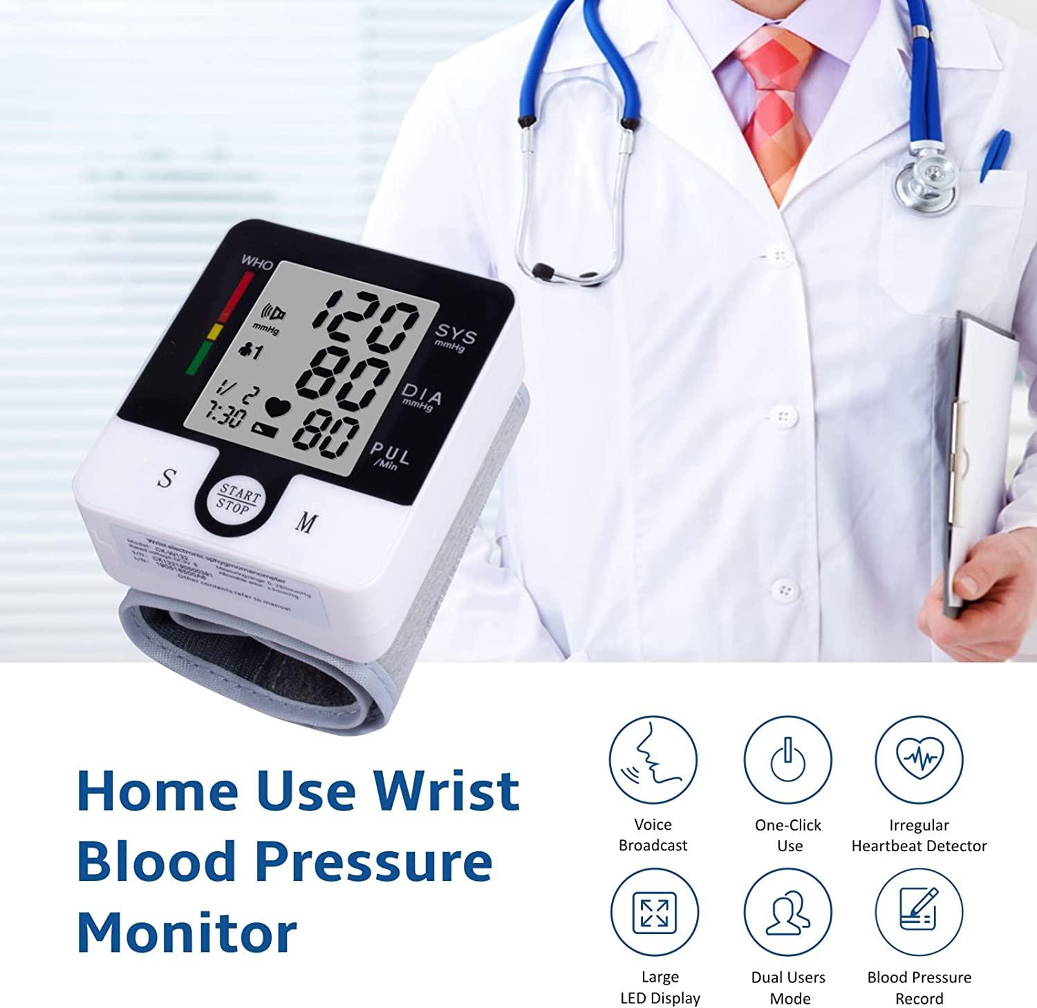 Wrist Blood Pressure Monitor Heart Rate BP Cuff Automatic ...