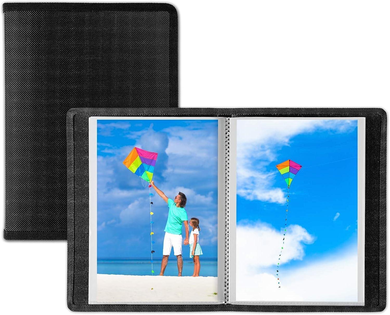 Dunwell Small Photo Albums 4x6 - (2 Pack, Black), Flexible Cover, Portfolio Binder with 24 Sleeves, Holds 48 6x4 Photos, Artwork or Postcards, Mini