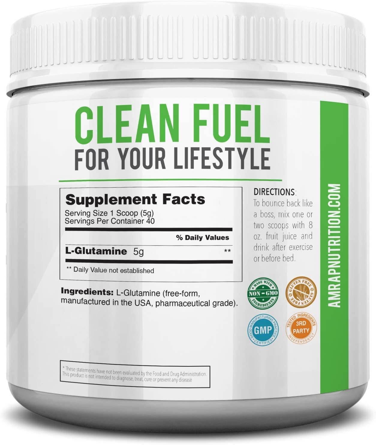 AMRAP Nutrition Vegan Glutamine Powder 200g - WADA Compliant, Athlete ...