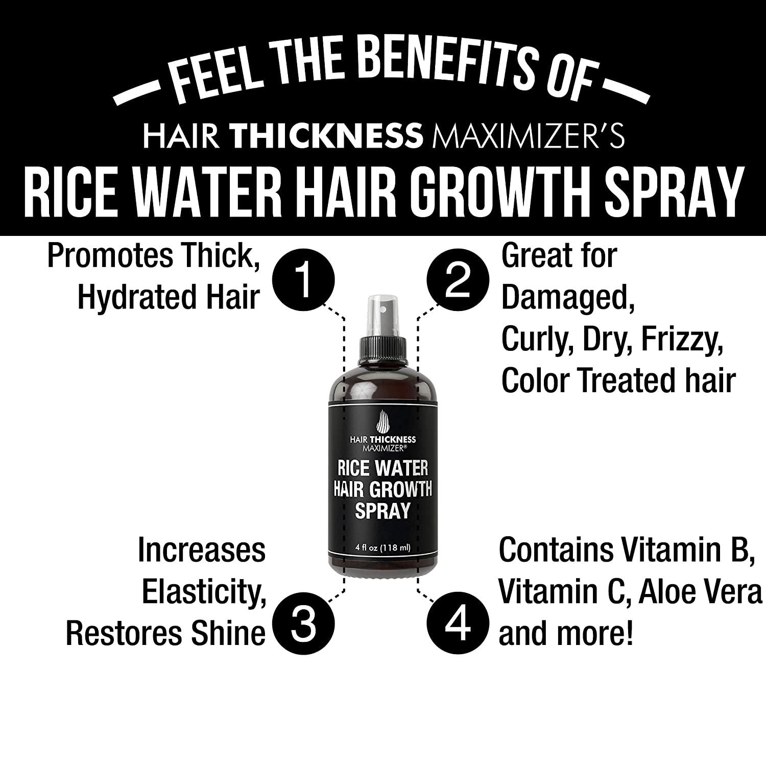 Rice Water Hair Growth Spray. Vegan Hair Thickening Moisturizing, Hydrating  Volumizer Sprays For Men, Women with Vitamin B, C, Aloe Vera. Leave in  Fermented Mist For Dry, Frizzy, Weak Hair. Unscented
