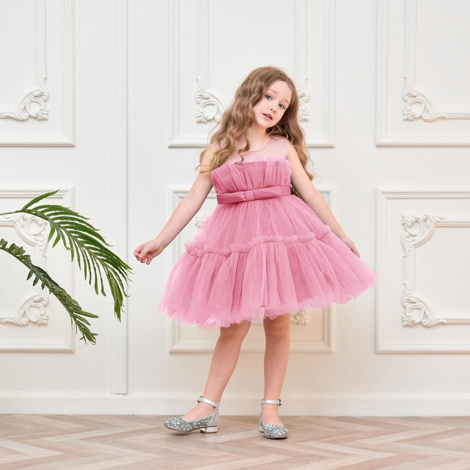Miipat Baby Girl Tulle Dress with Headband | Sleeveless Princess Party Dress  for Toddler Girls | 18-24 Months Dustpink | Buy Now with Express  International Delivery