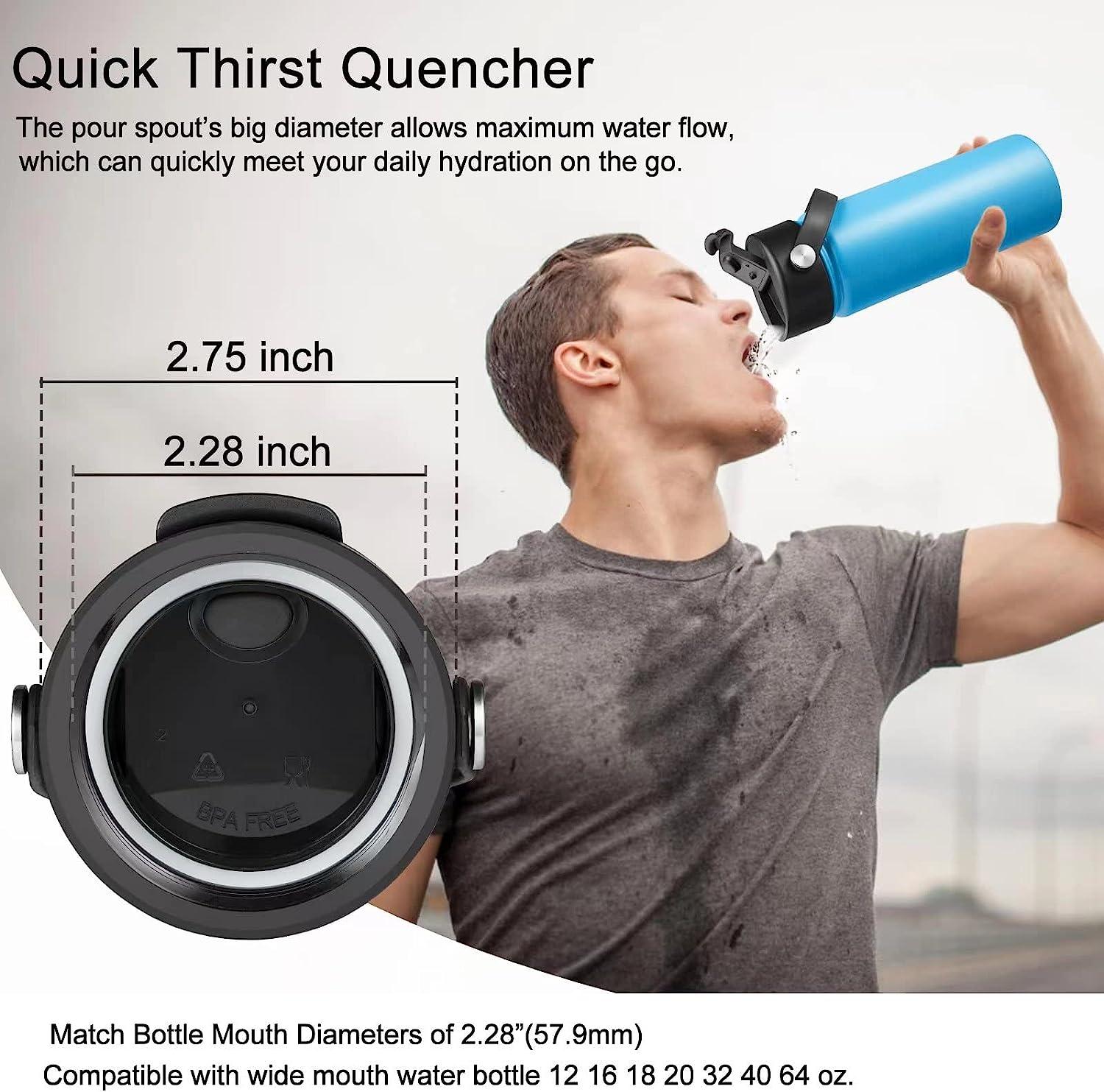 Tzuoieo Flip lid for Hydro Flask Wide Mouth 32 40 oz with Flexible Handle,  Replacement Coffee Lid Compatible with Hydroflask, Nalgene, and More Top Water  Bottle Brands Wide Mouth 32 oz 40 oz black