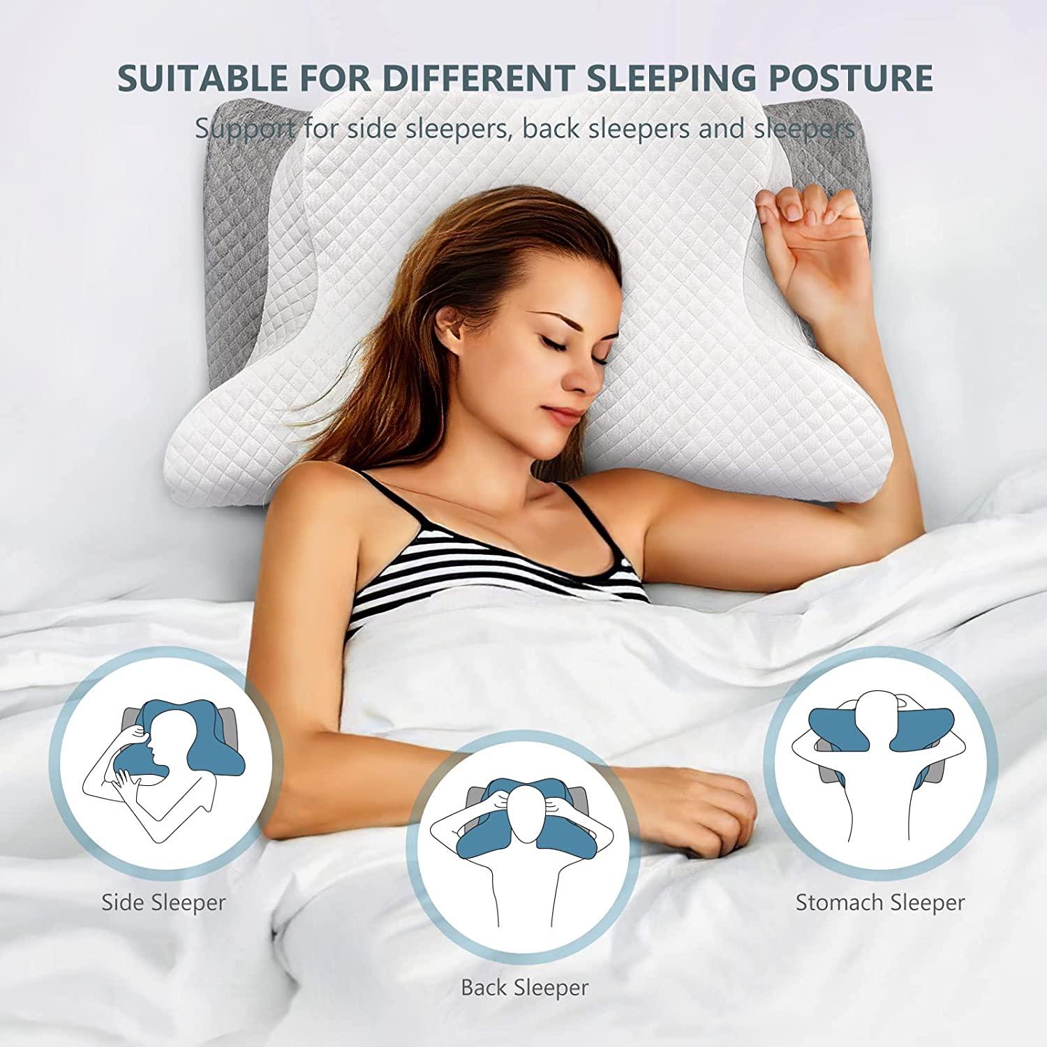 ZAMAT Adjustable Cervical Memory Foam Pillow Odorless Neck Pillows for Pain  Relief Orthopedic Contour Pillows for Sleeping with Cooling Pillowcase Bed  Support Pillow for Side Back Stomach Sleeper Grey