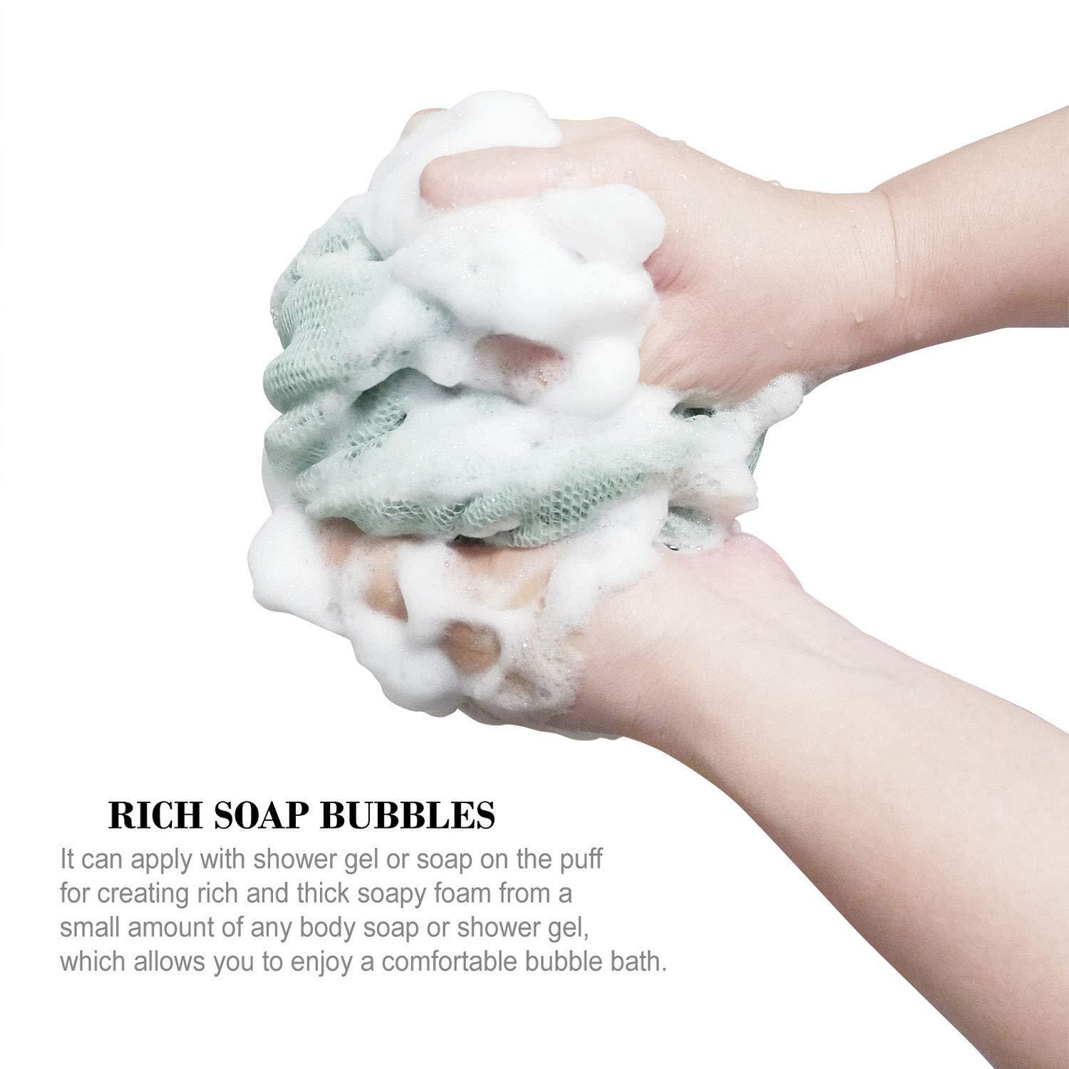 LSIWMSK 3 Pack Long Bath Loofahs Stretchable Braided Mesh Exfoliating