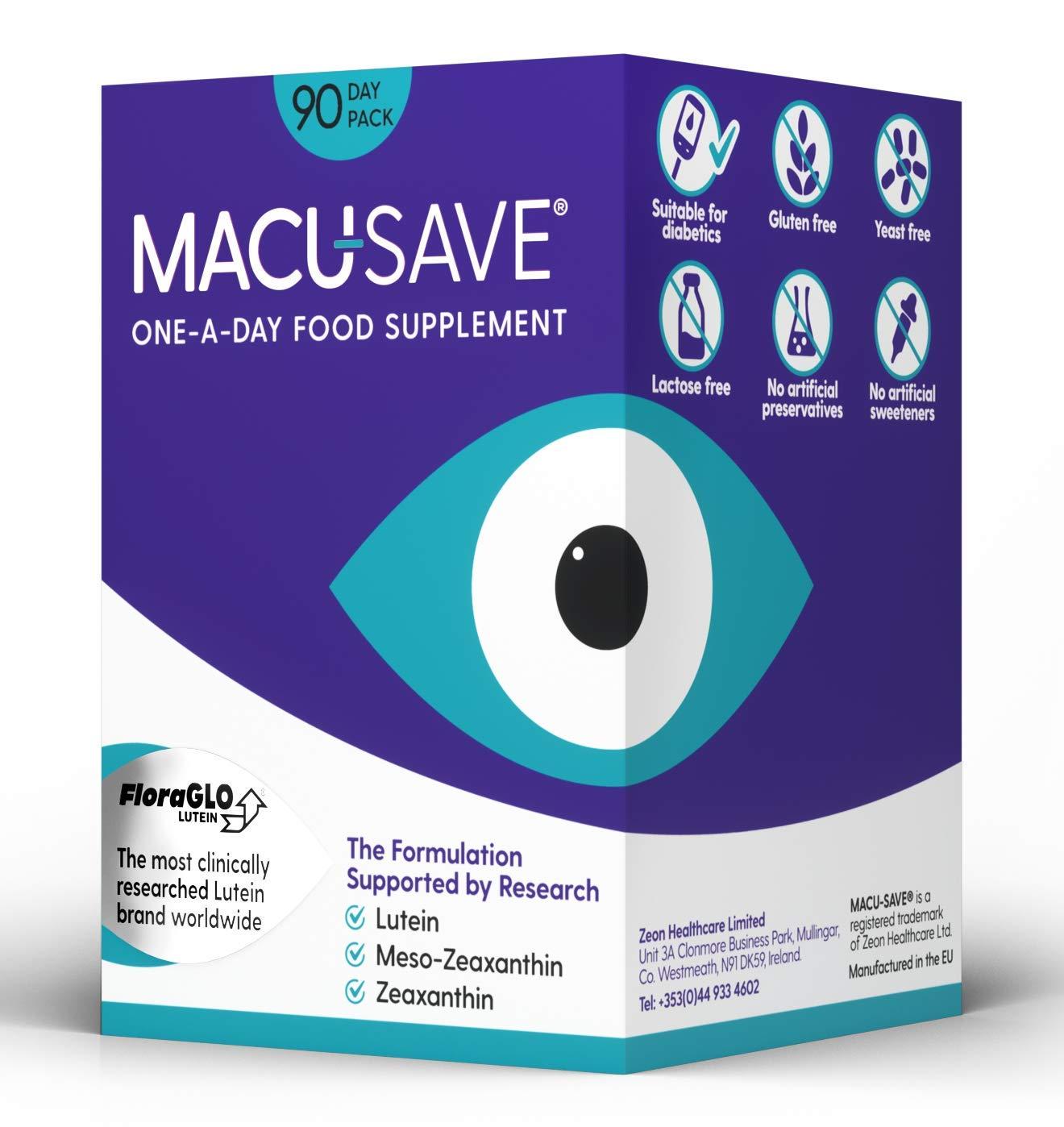 MacuSAVE 90 Capsules Food Supplement with MesoZeaxanthin, Lutein
