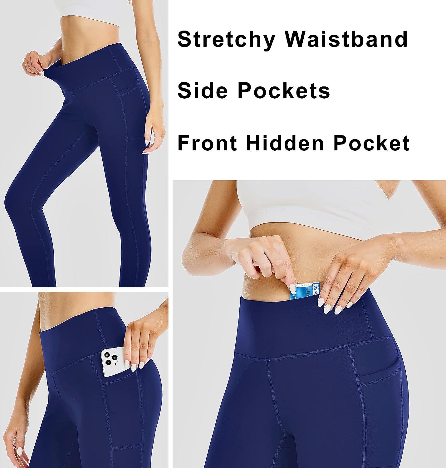 LegEnd Women's Buttery Soft Spandex Leggings High Waist Squat Proof 27 Yoga  Pants with Pockets Medium Drak Grey