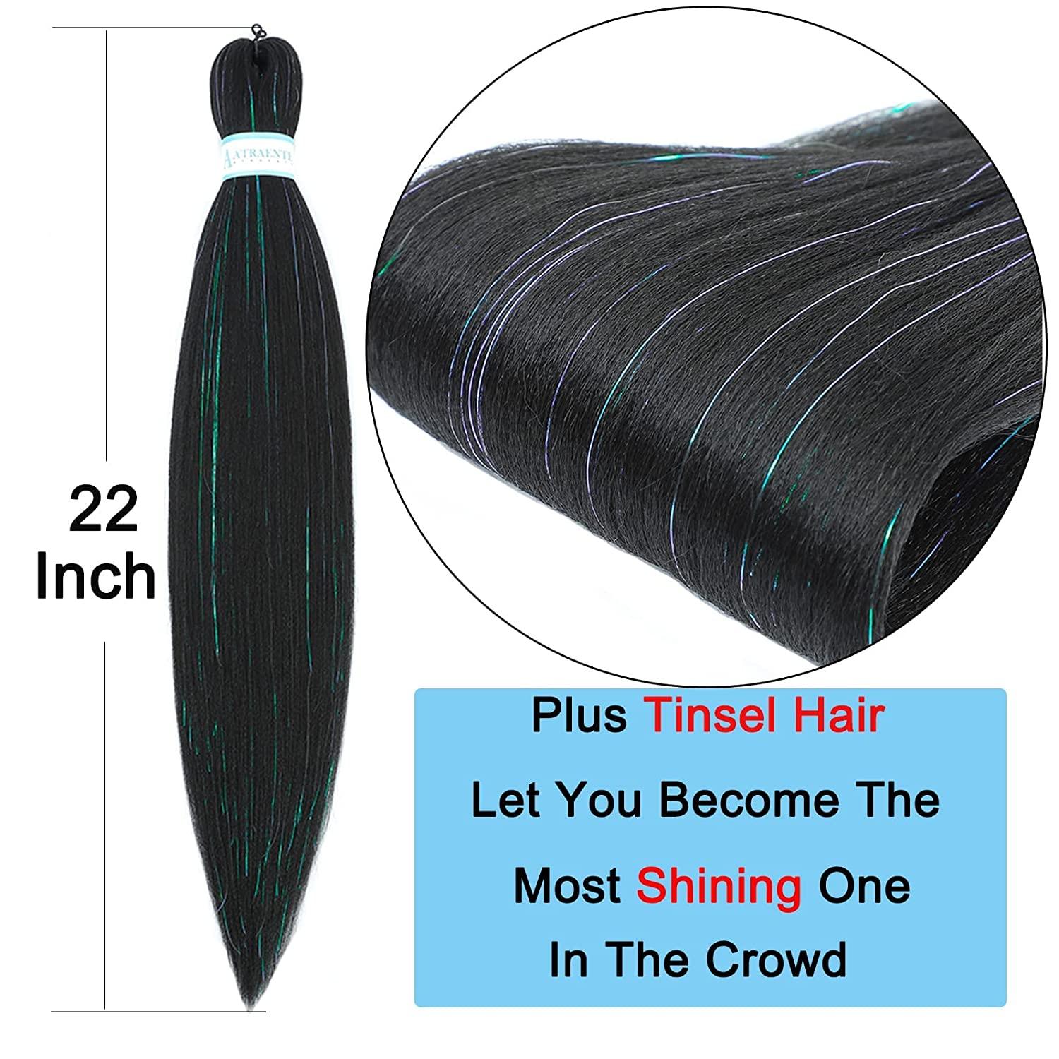 Pre Stretched Braiding Hair , Ombre Braiding Hair Mixed Hair Tinsel 22