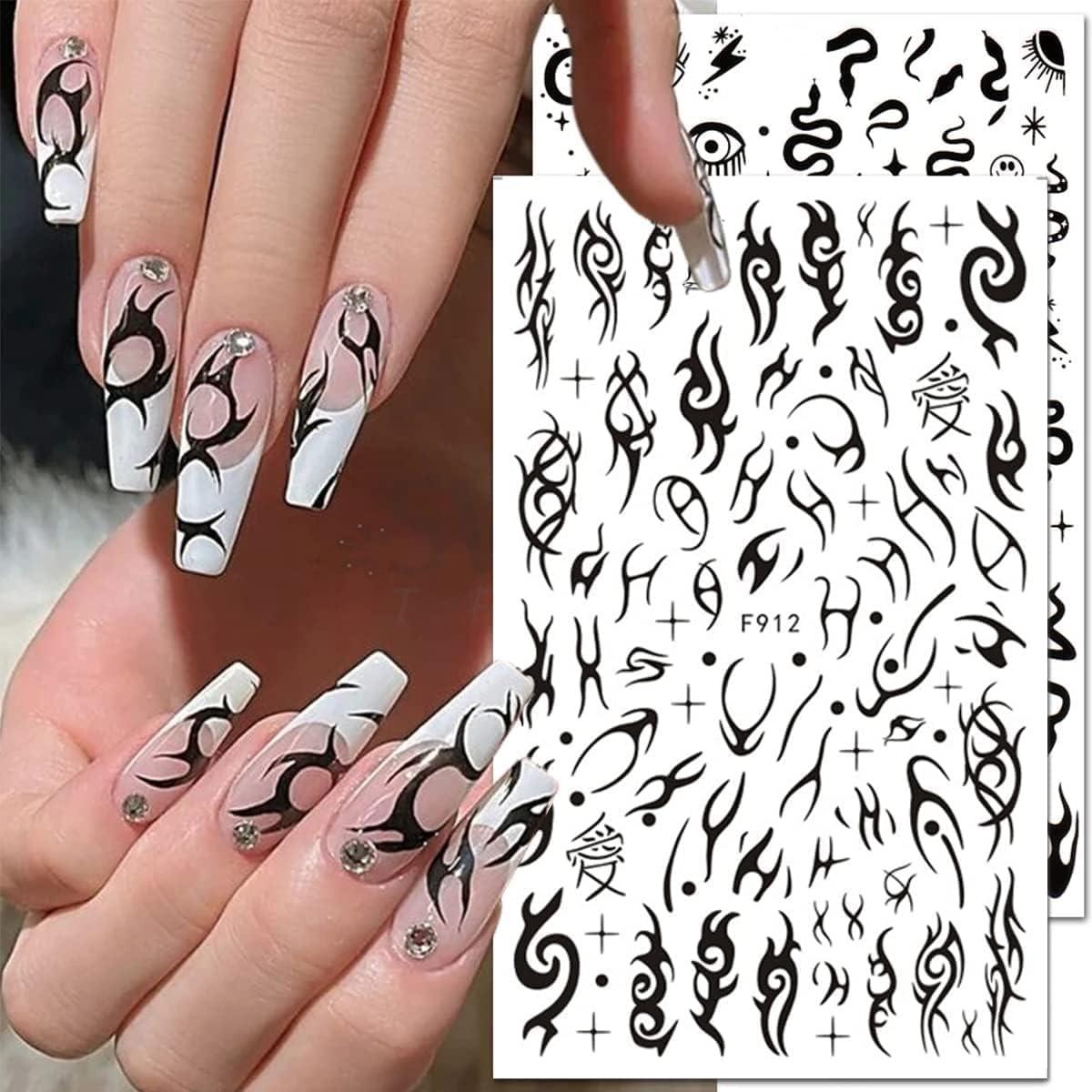 Nail Art Stickers Decals 3D Nail Art Supplies Sunflower Snake Heart Tiger  Butterfly Nail Decals for