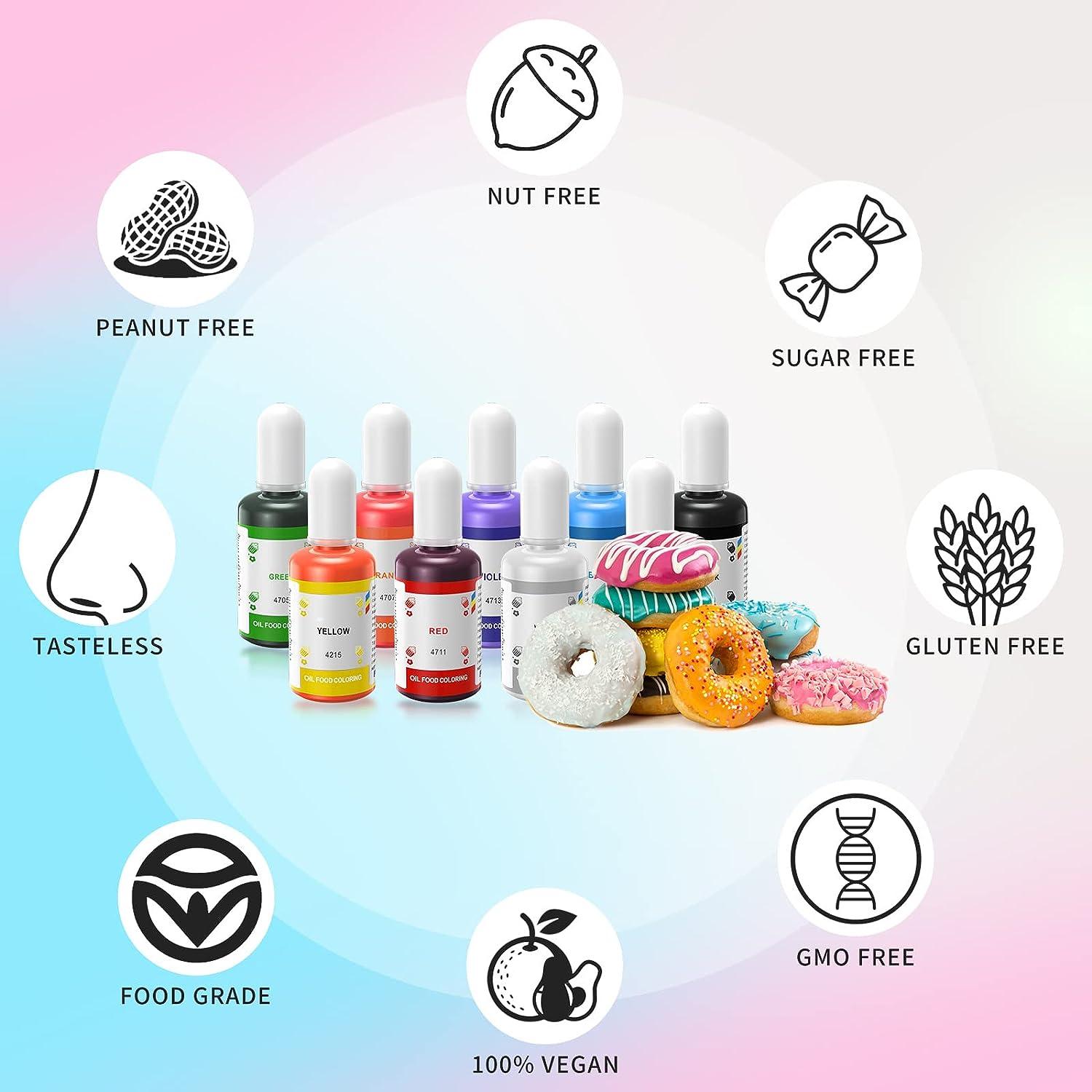 9 Colors Oil Based Food Coloring for Chocolate Edible Dye for Cake, Candy, Baking .53 Fl. Oz