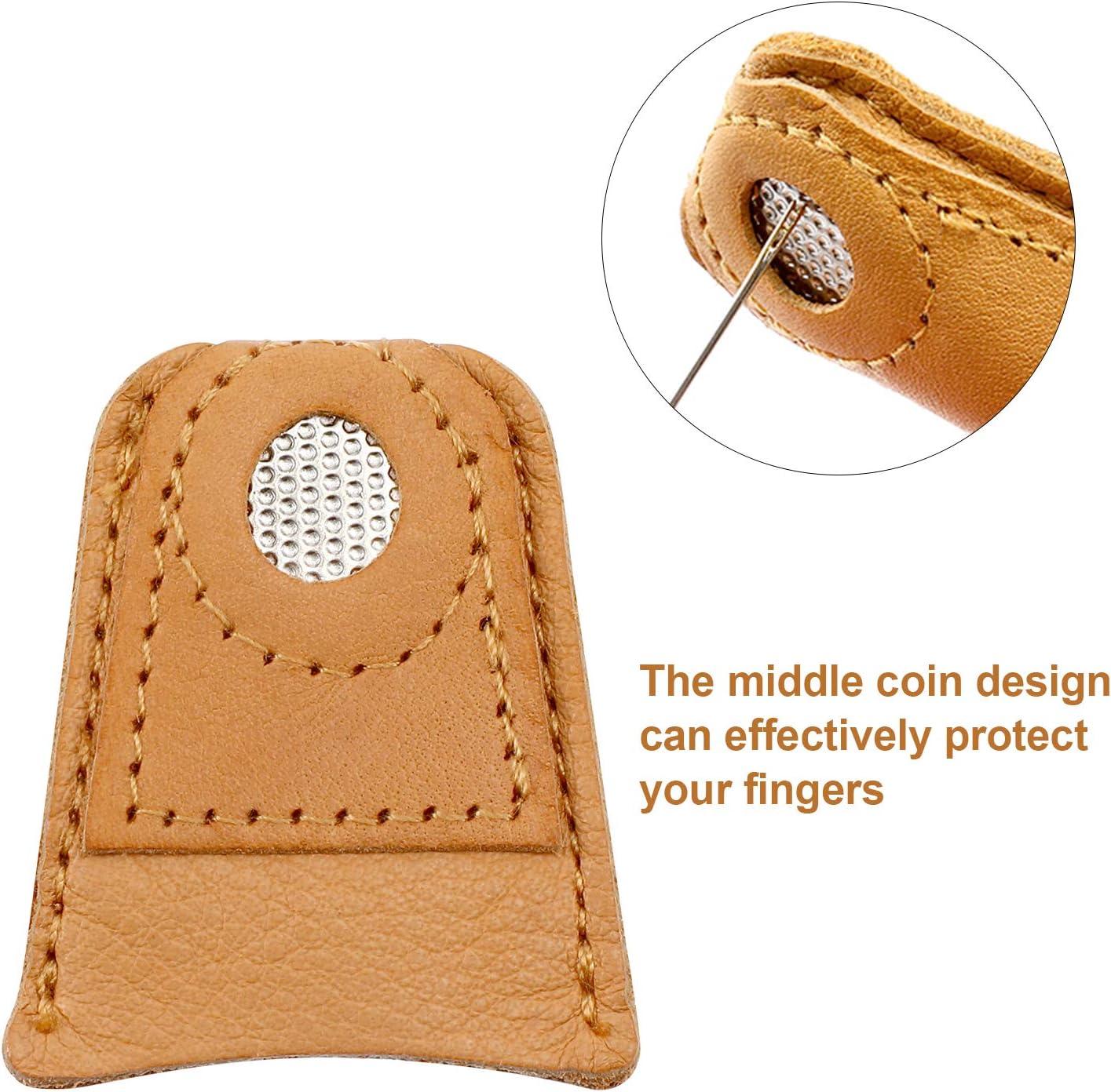 WILLBOND 4 Pieces Leather Thimble Hand Sewing Thimble Finger Protector Coin  Thimble Finger Pads for Knitting Sewing Quilting Pin Needles Craft  Accessories DIY Sewing Tools 2 Sizes