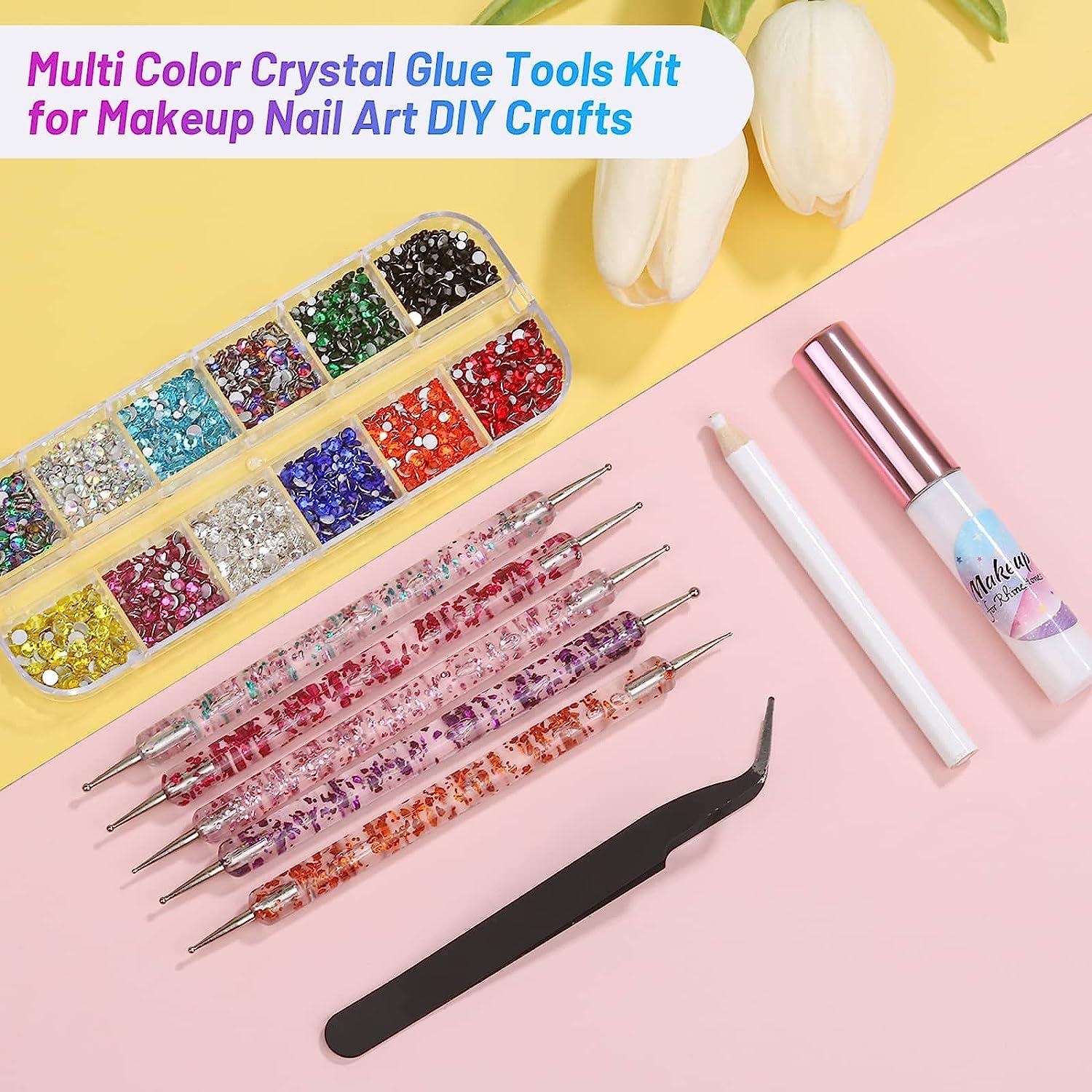 5100Pcs Face Gems Face Jewels with Makeup Glue, FITTDYHE Multi-Color Flatback Rhinestone with Nail Art Tools Dotting Tools, Rhinestone Gems for
