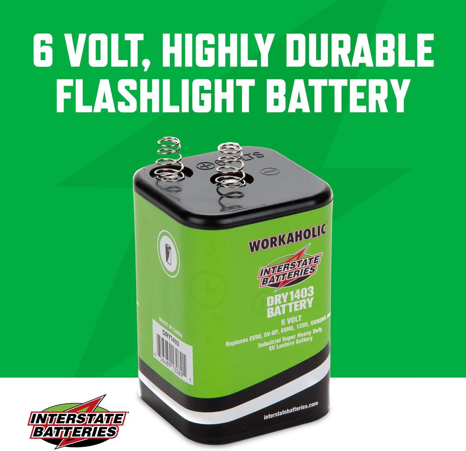Interstate Batteries 6V HD Lantern Flashlight Battery (DRY1403) 6 Volt 7000  mAH Square Shape Lantern Light (Workaholic) Camping, Hiking, Outdoors,  Household (Spring Terminals) 6V, 1-Count